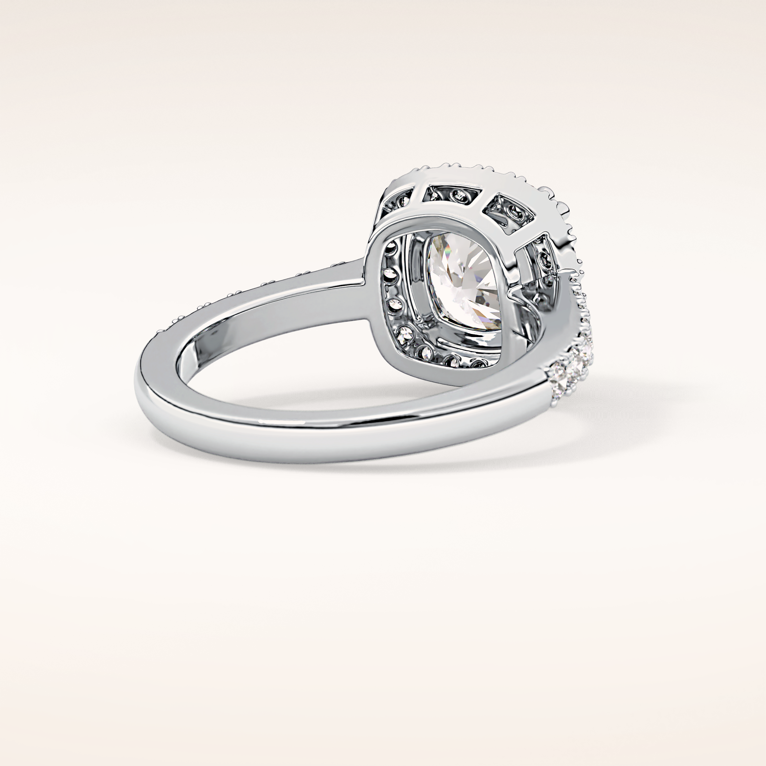 2.37 CT Cushion Shaped Halo & Pave Moissanite Engagement Ring