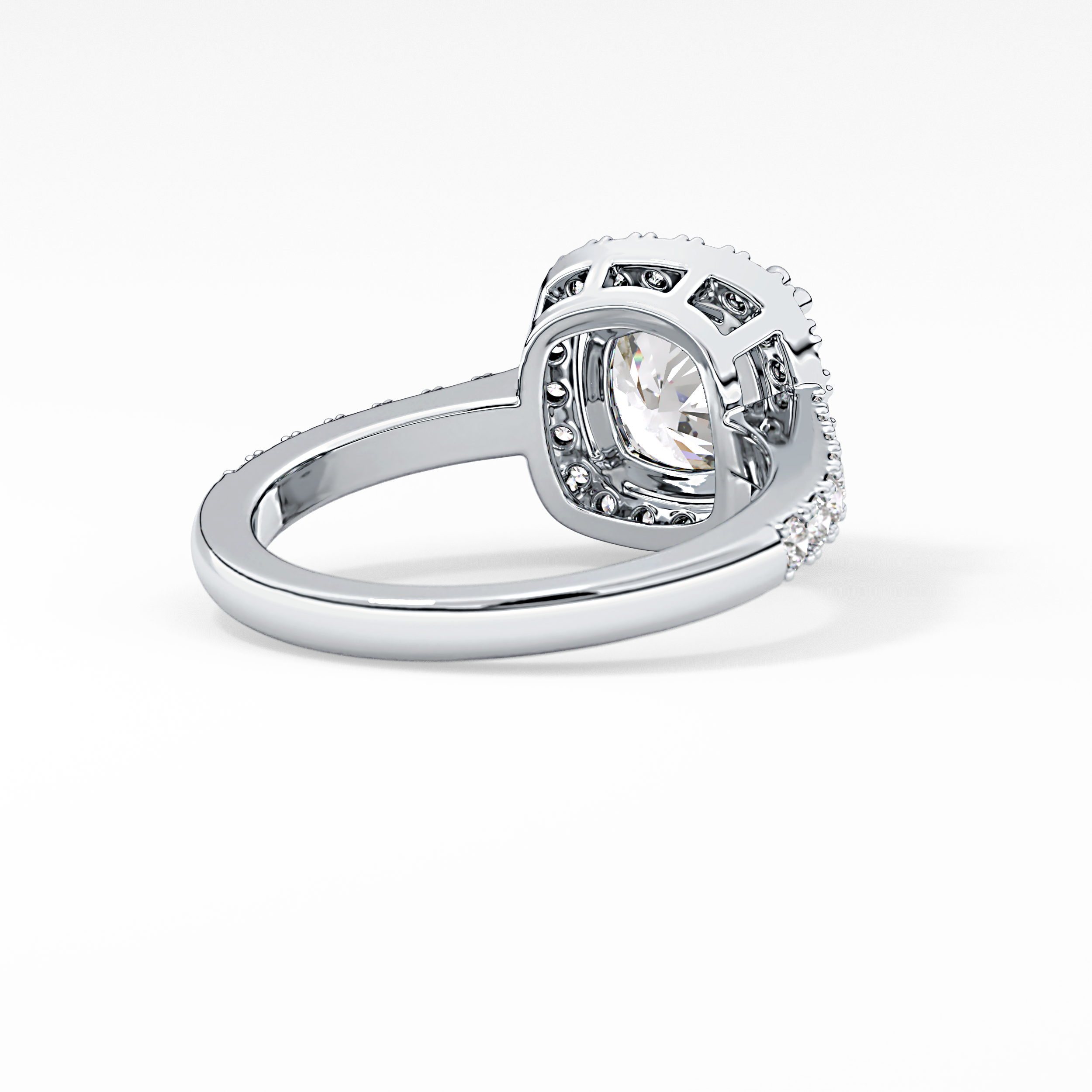 Cushion Halo & Pave Lab Grown Diamond Engagement Ring