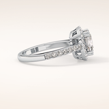 2.37 CT Cushion Shaped Halo & Pave Moissanite Engagement Ring