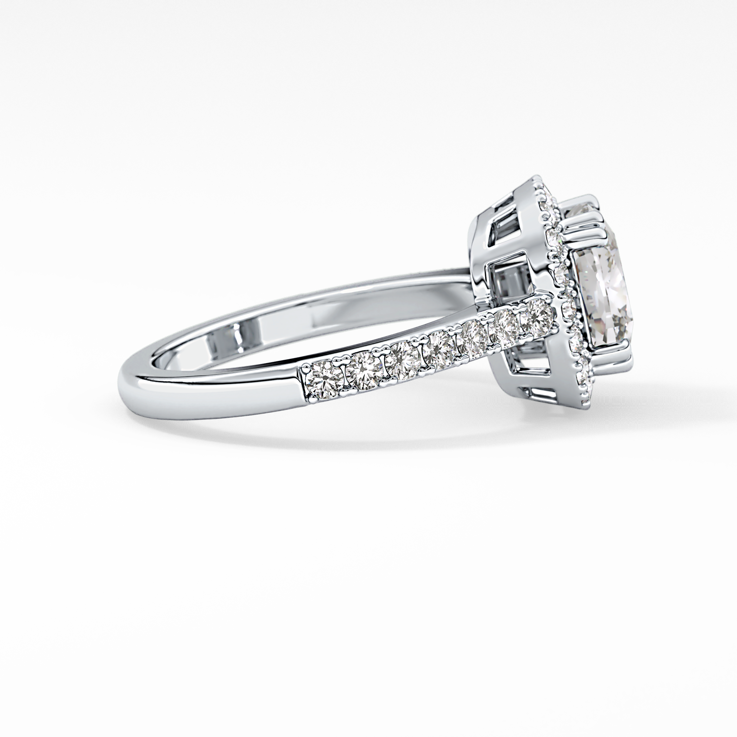 Cushion Halo & Pave Lab Grown Diamond Engagement Ring