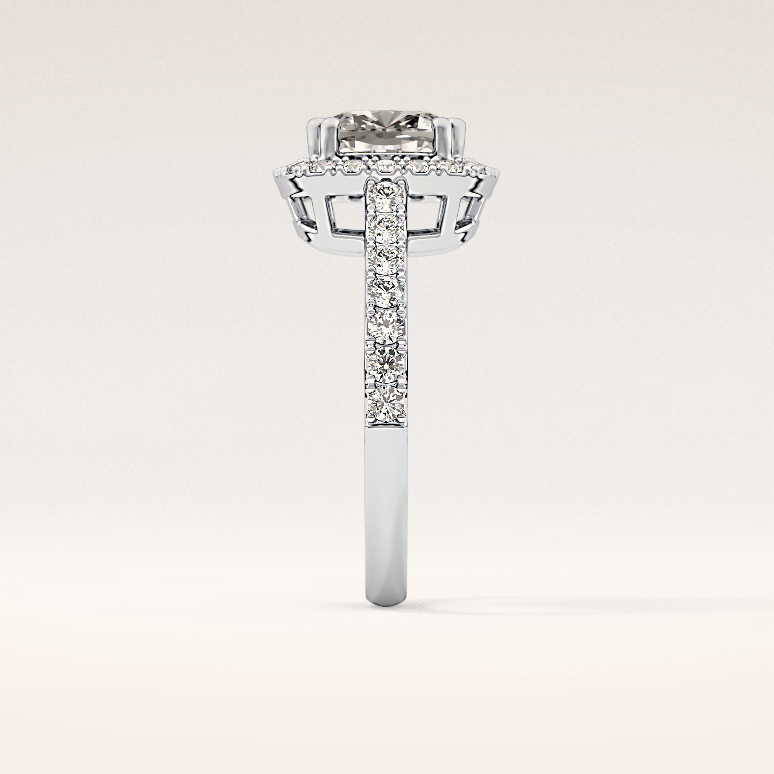 2.37 CT Cushion Shaped Halo & Pave Moissanite Engagement Ring