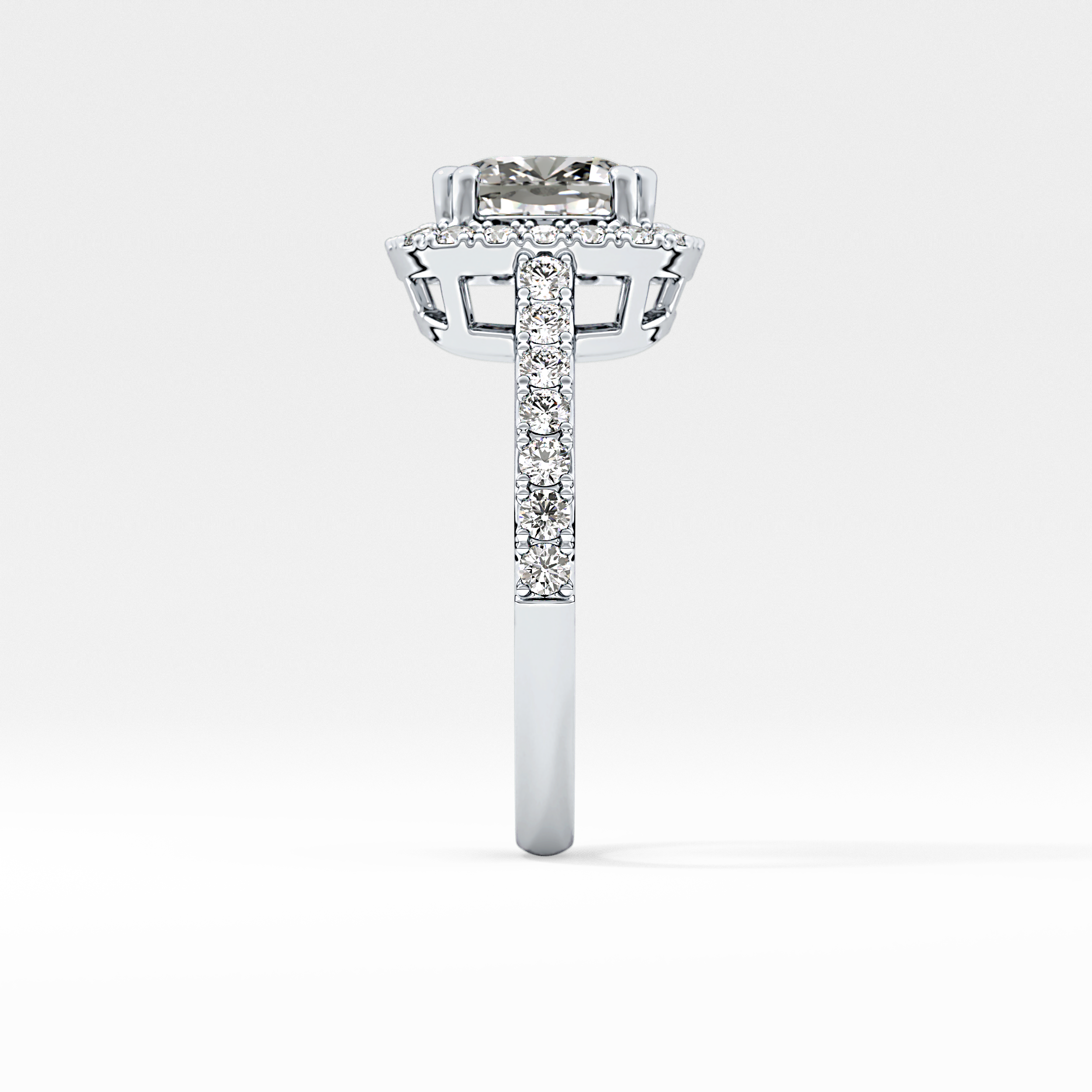 Cushion Halo & Pave Lab Grown Diamond Engagement Ring