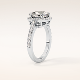 2.37 CT Cushion Shaped Halo & Pave Moissanite Engagement Ring