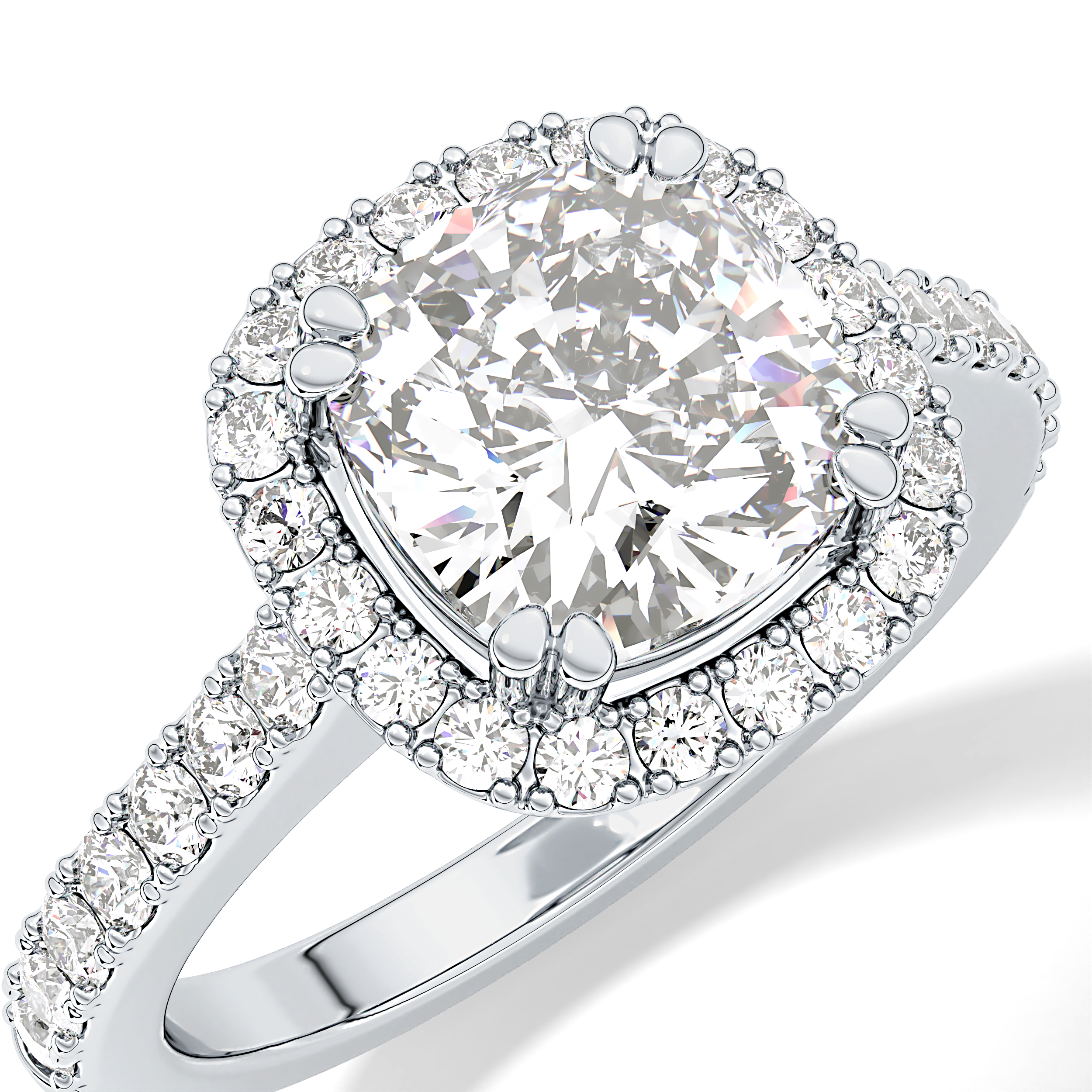 Cushion Halo & Pave Lab Grown Diamond Engagement Ring