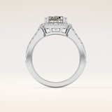 2.37 CT Cushion Shaped Halo & Pave Moissanite Engagement Ring