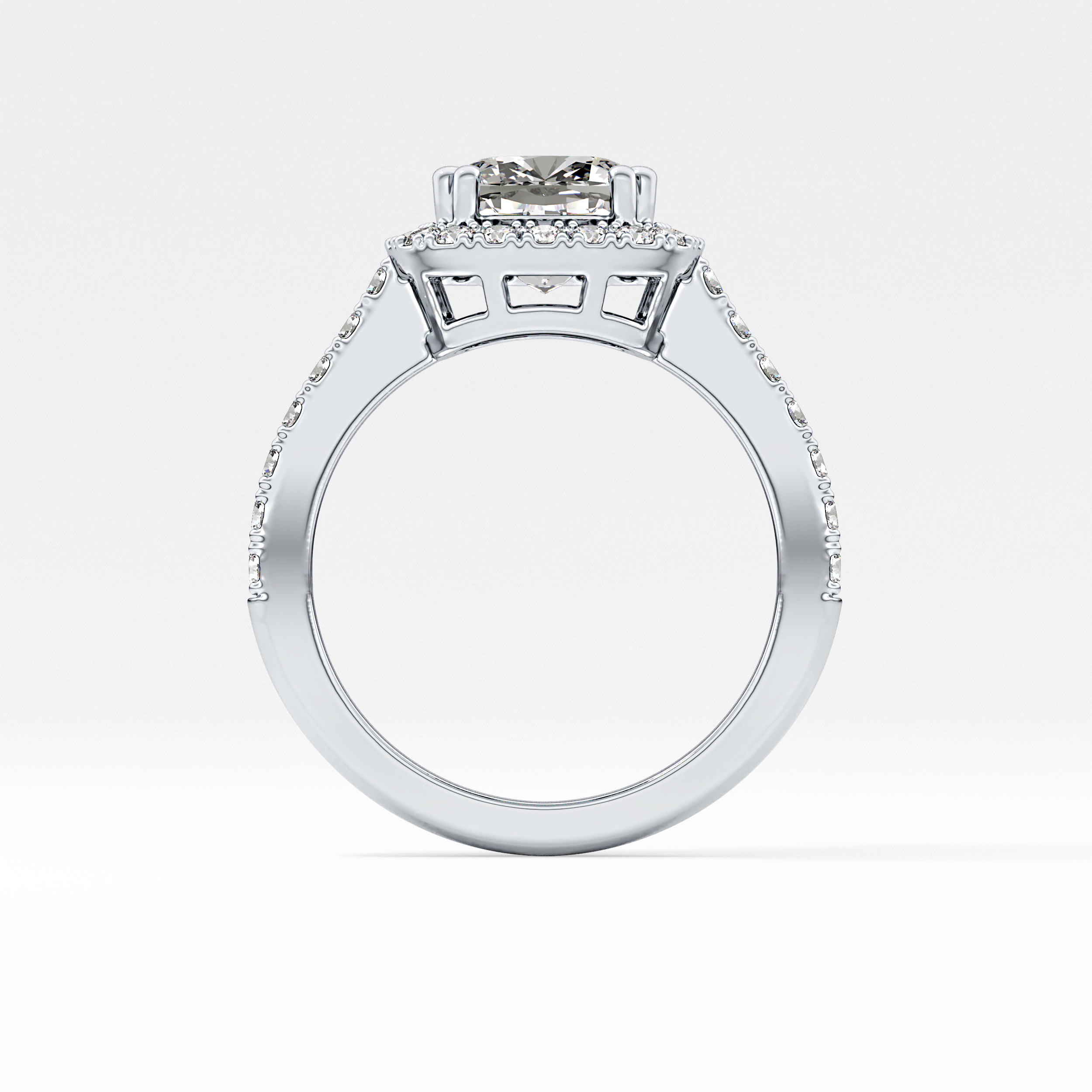 Cushion Halo & Pave Lab Grown Diamond Engagement Ring