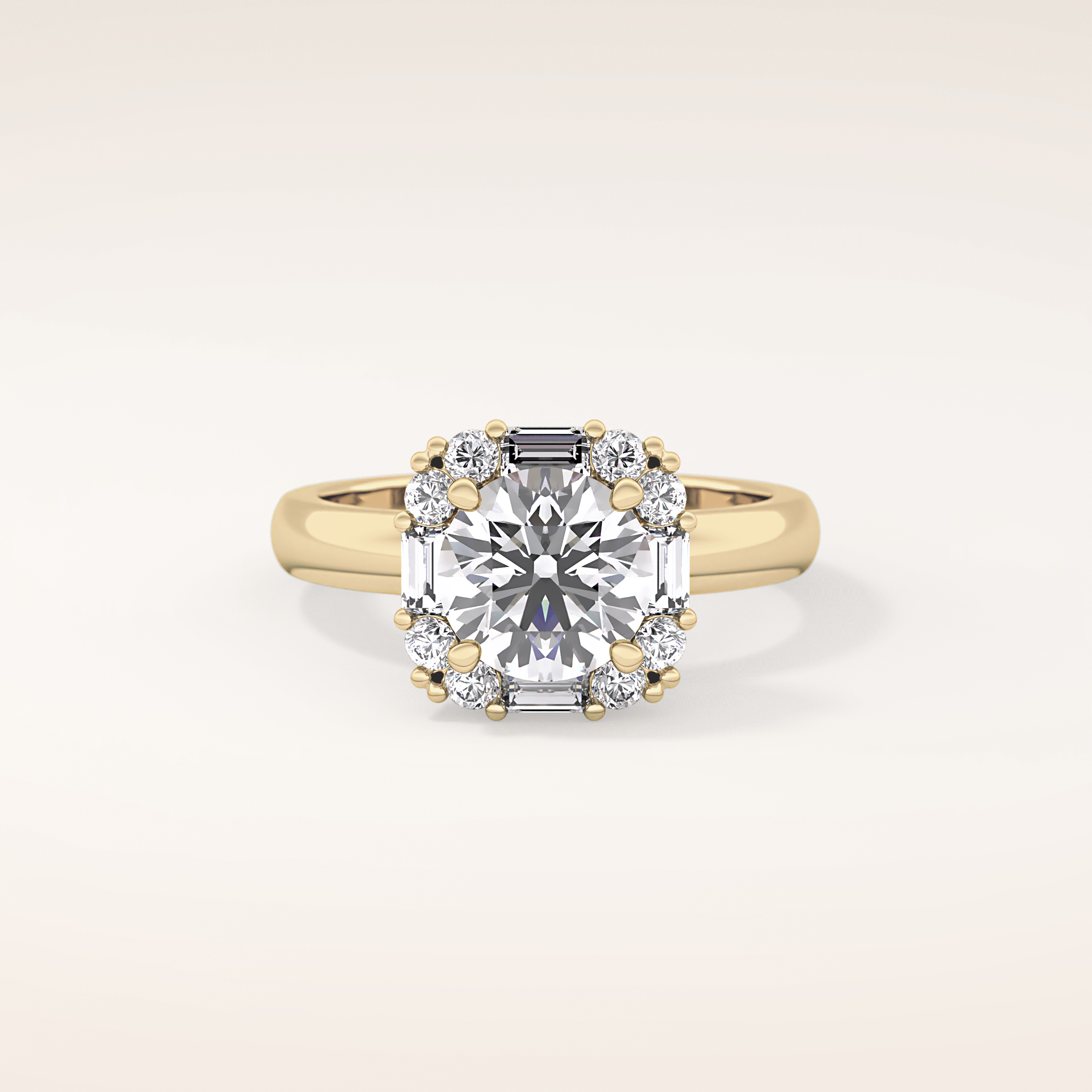 1.56 CT Round Shaped Cluster Moissanite Engagement Ring