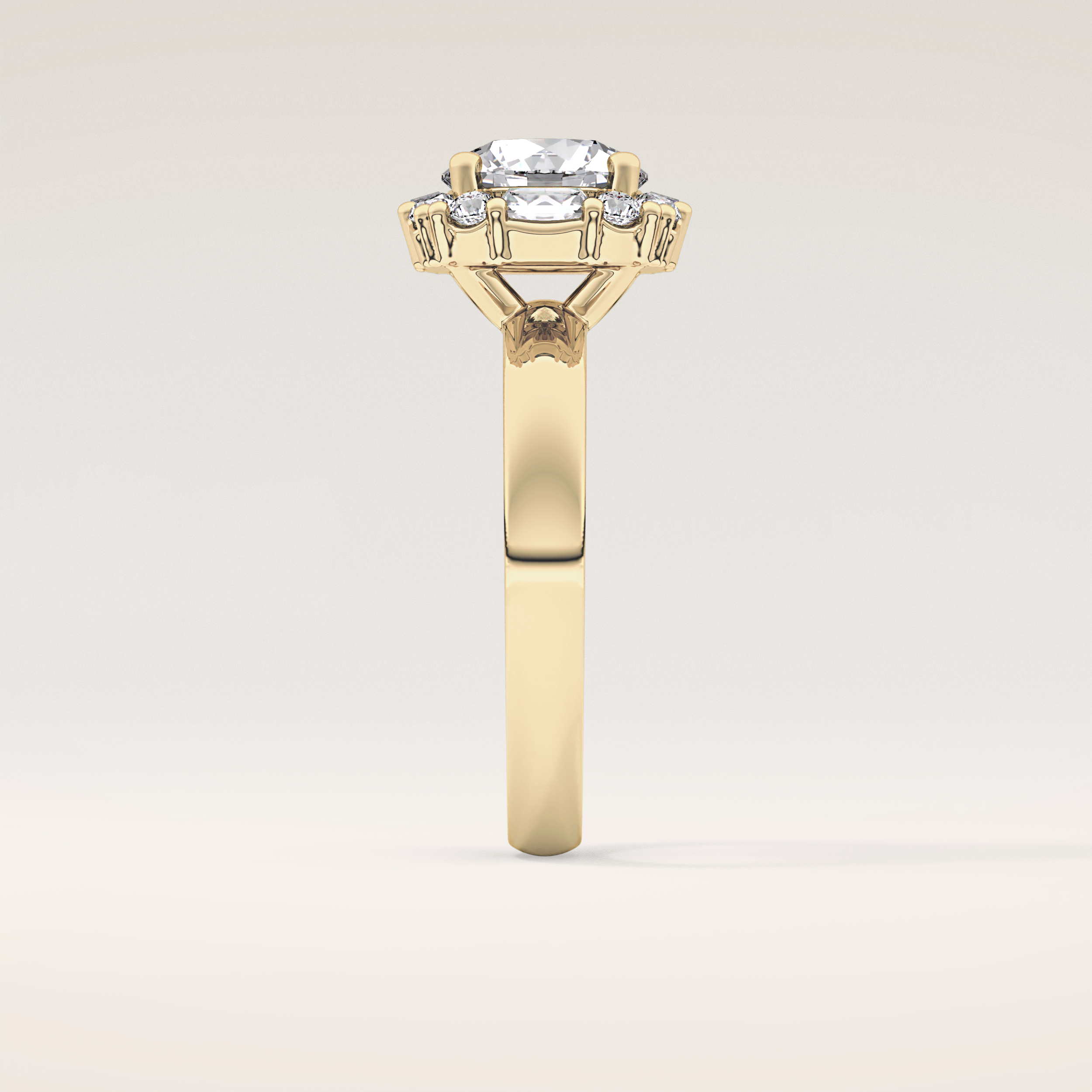 1.56 CT Round Shaped Cluster Moissanite Engagement Ring