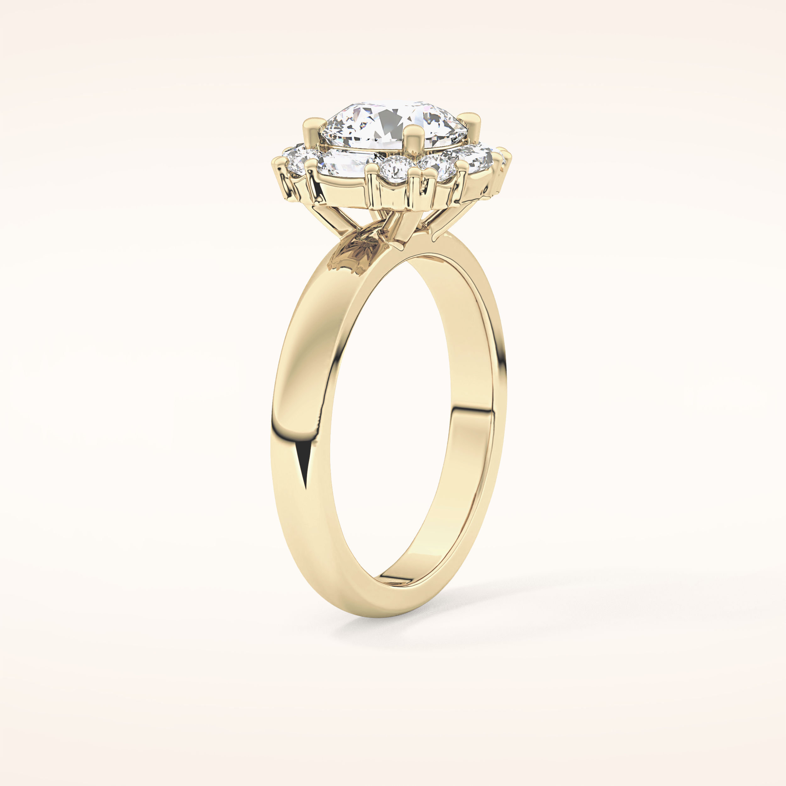 1.56 CT Round Shaped Cluster Moissanite Engagement Ring