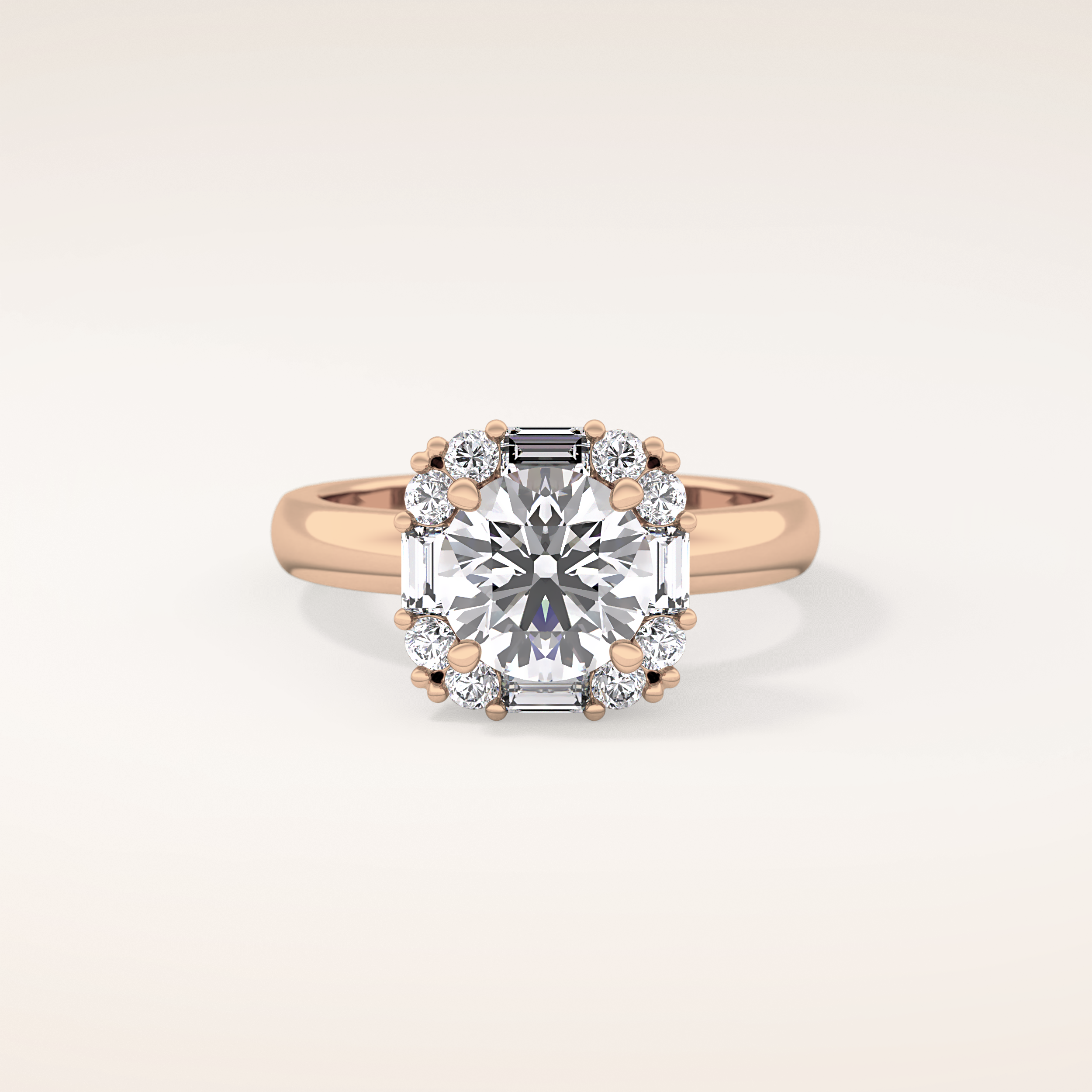 1.56 CT Round Shaped Cluster Moissanite Engagement Ring