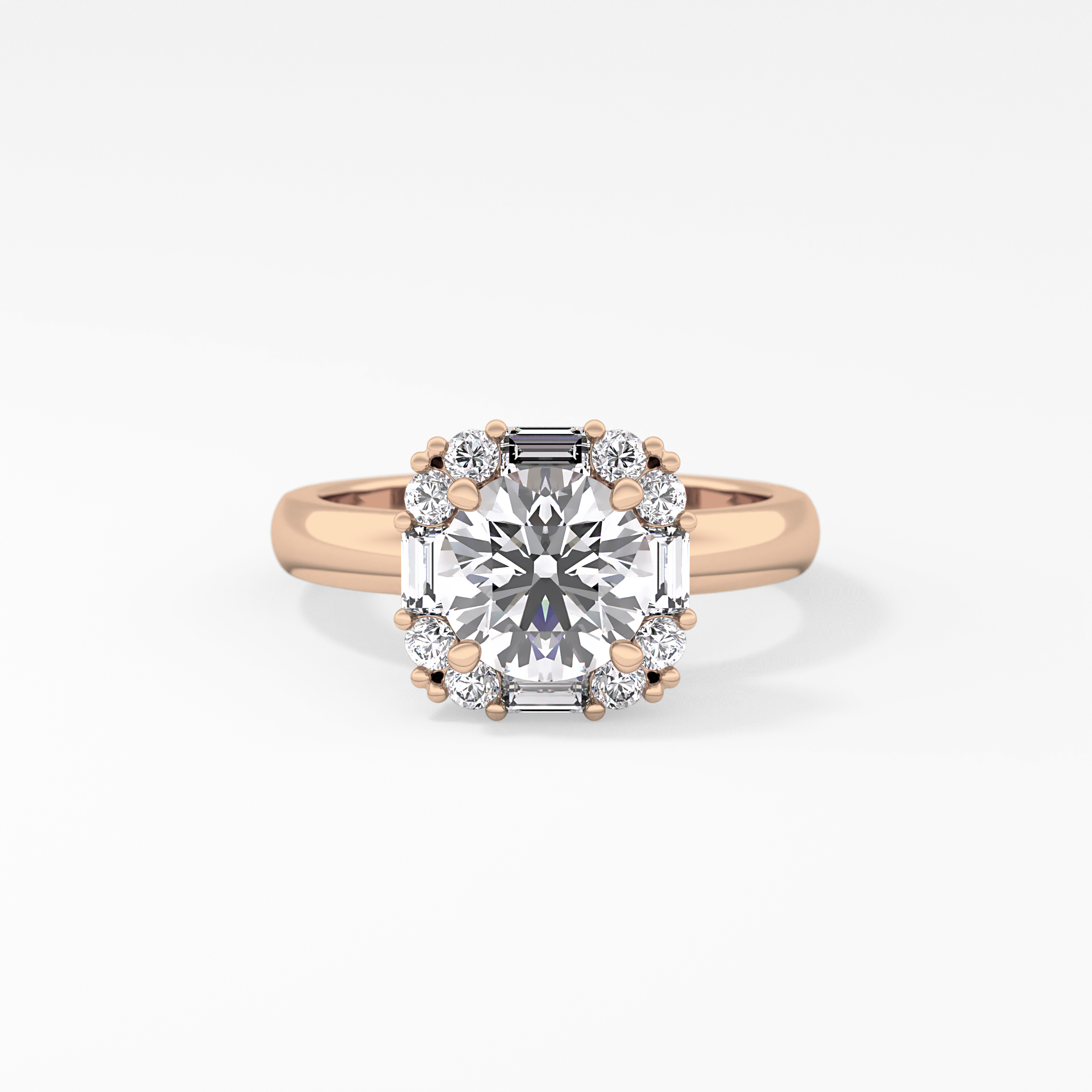 Round Cluster Lab Grown Diamond Engagement Ring