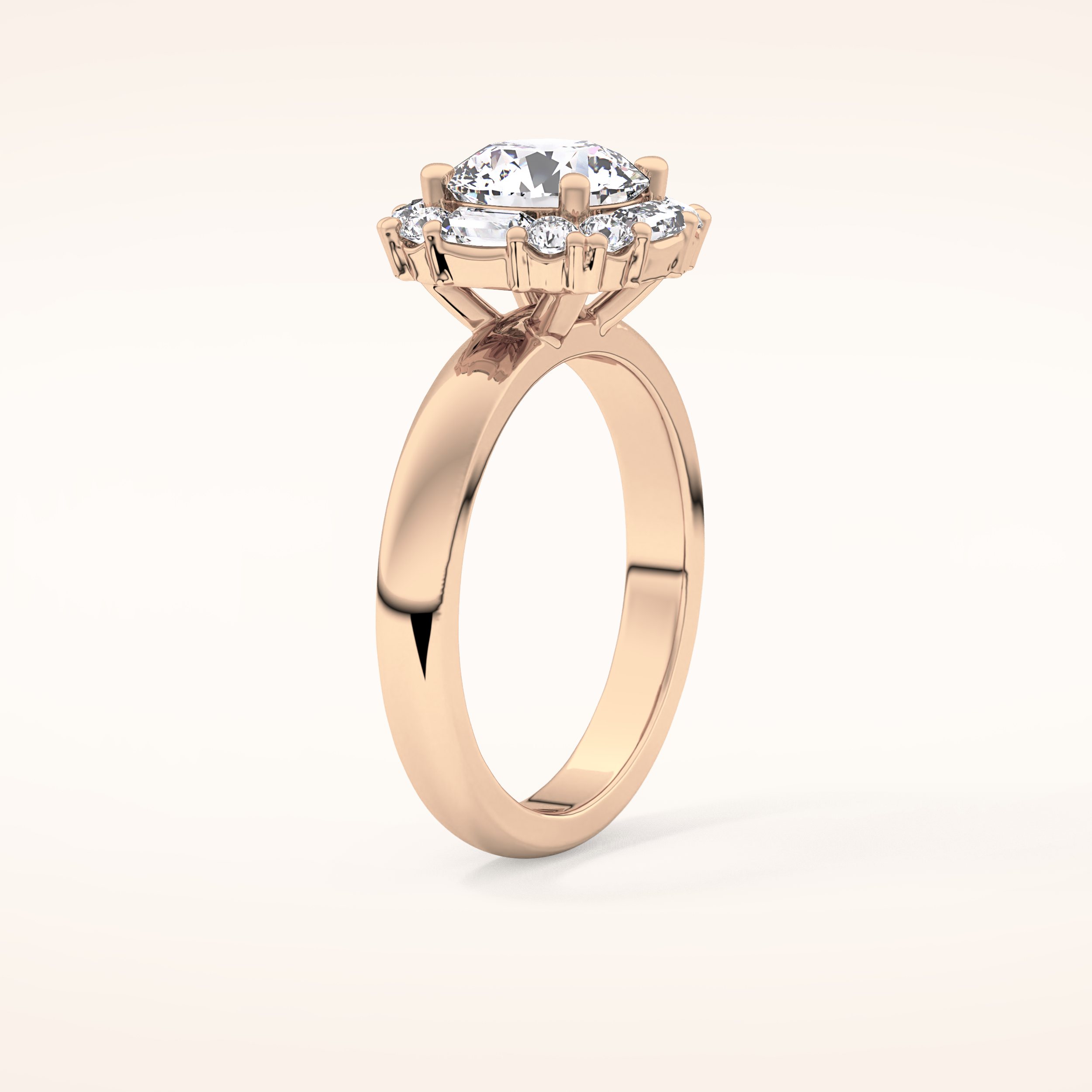 1.56 CT Round Shaped Cluster Moissanite Engagement Ring
