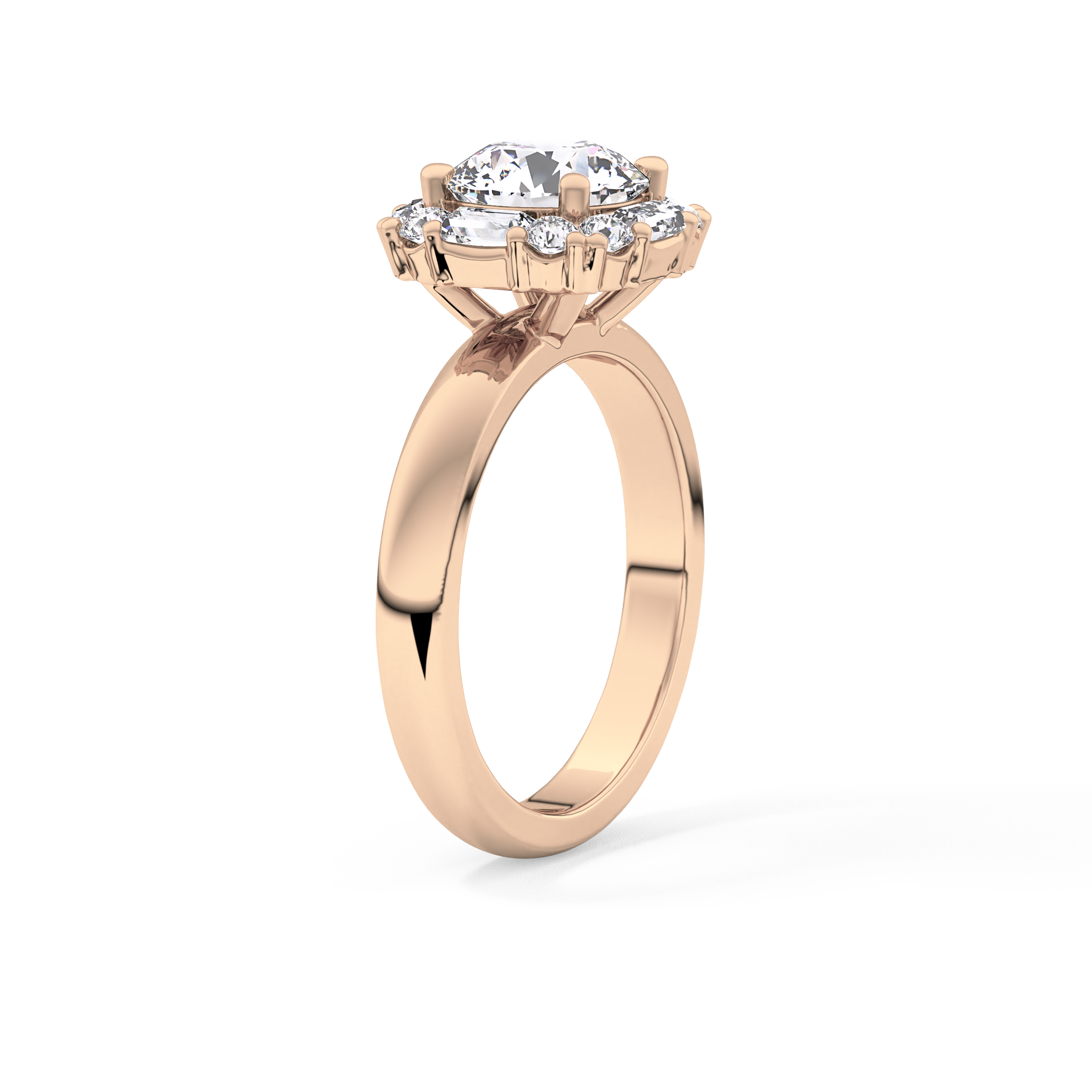 Round Cluster Lab Grown Diamond Engagement Ring