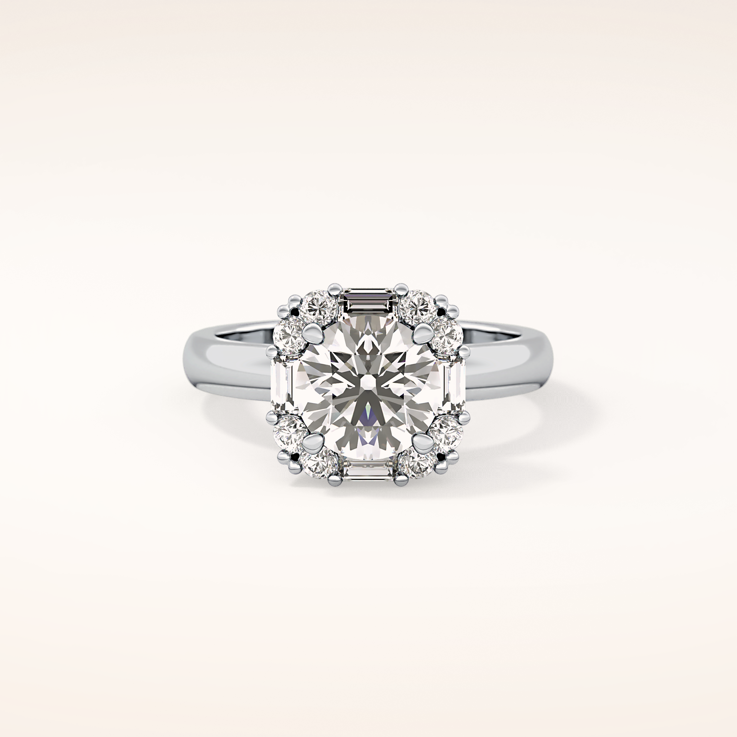 1.56 CT Round Shaped Cluster Moissanite Engagement Ring