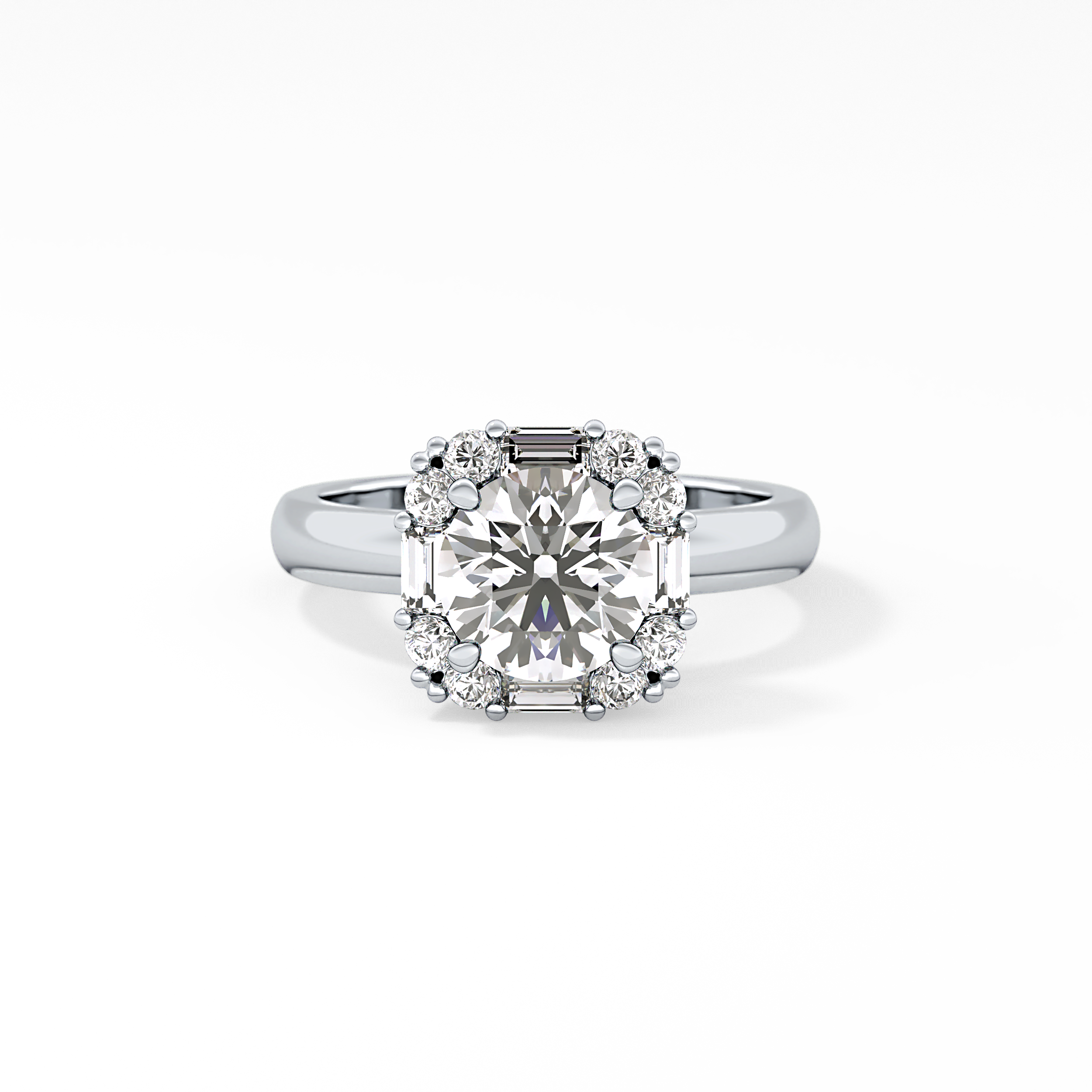 Round Cluster Lab Grown Diamond Engagement Ring