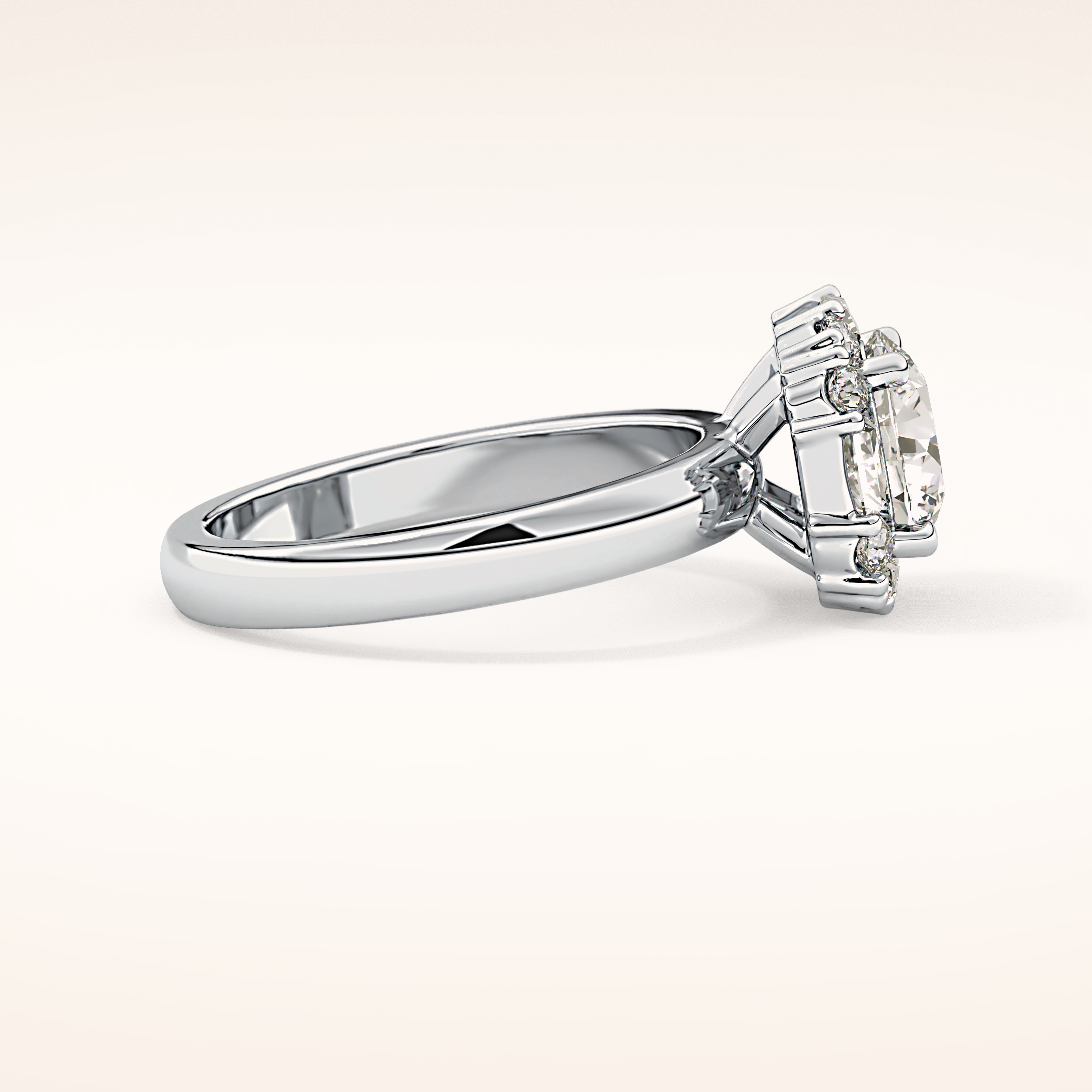 1.56 CT Round Shaped Cluster Moissanite Engagement Ring