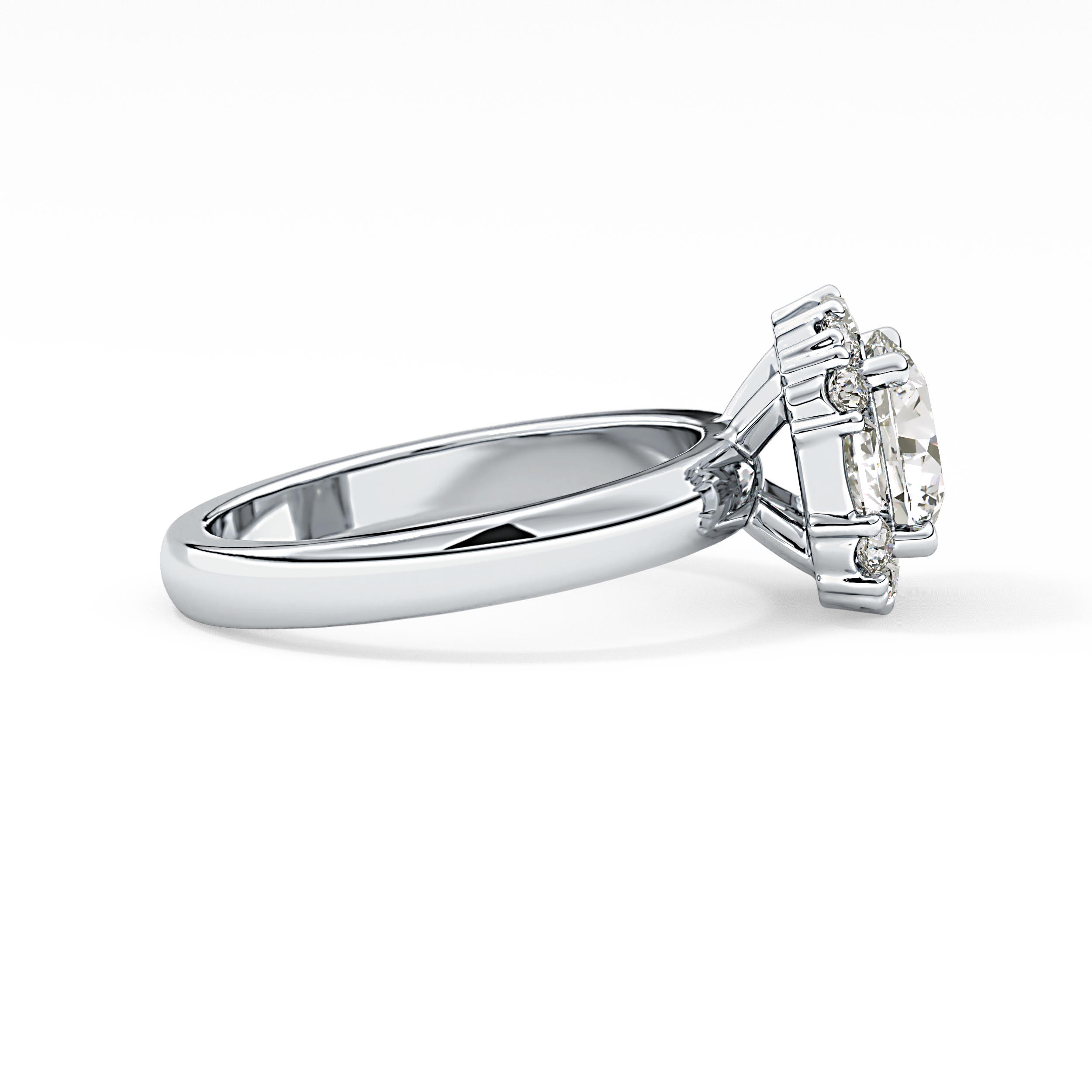 Round Cluster Lab Grown Diamond Engagement Ring