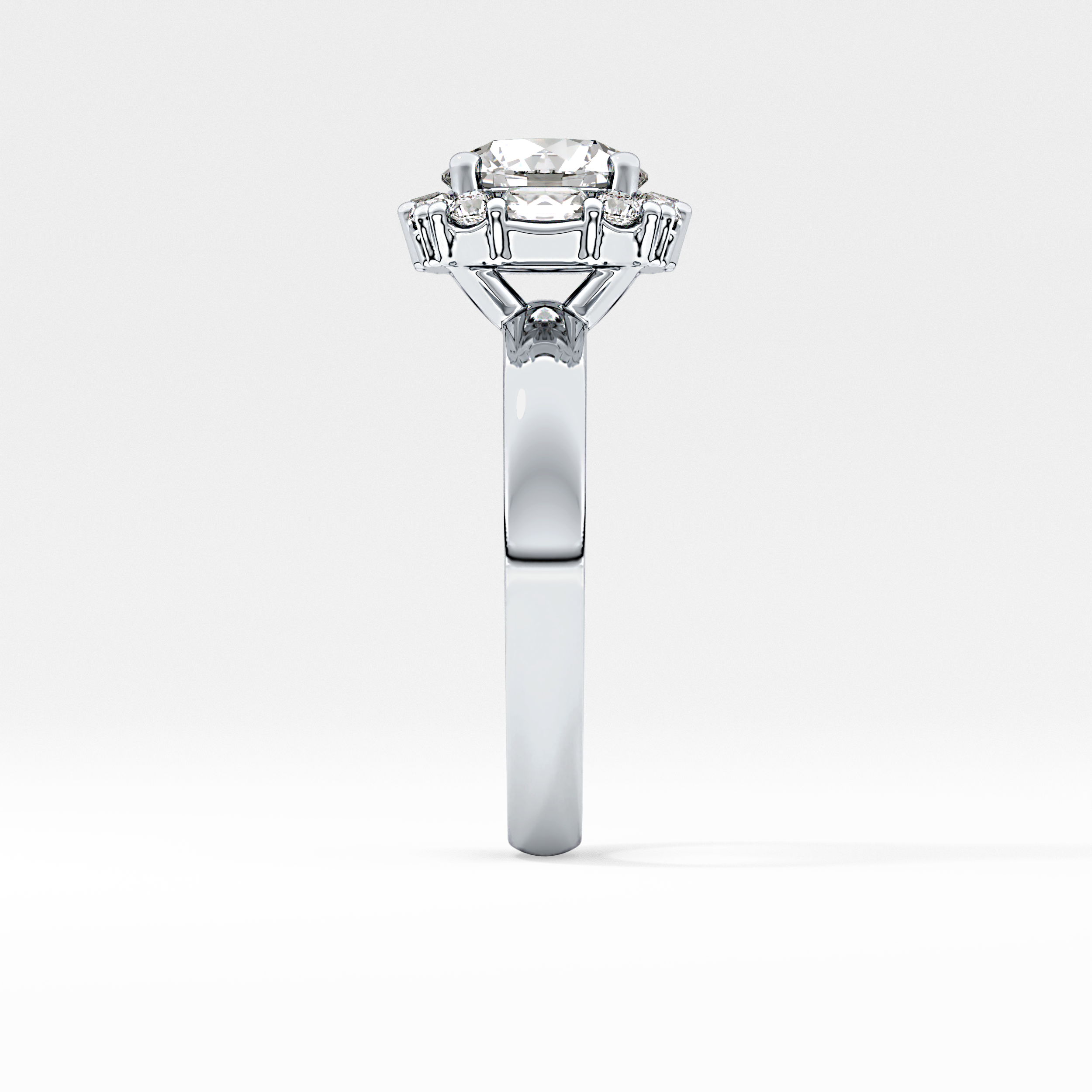 Round Cluster Lab Grown Diamond Engagement Ring