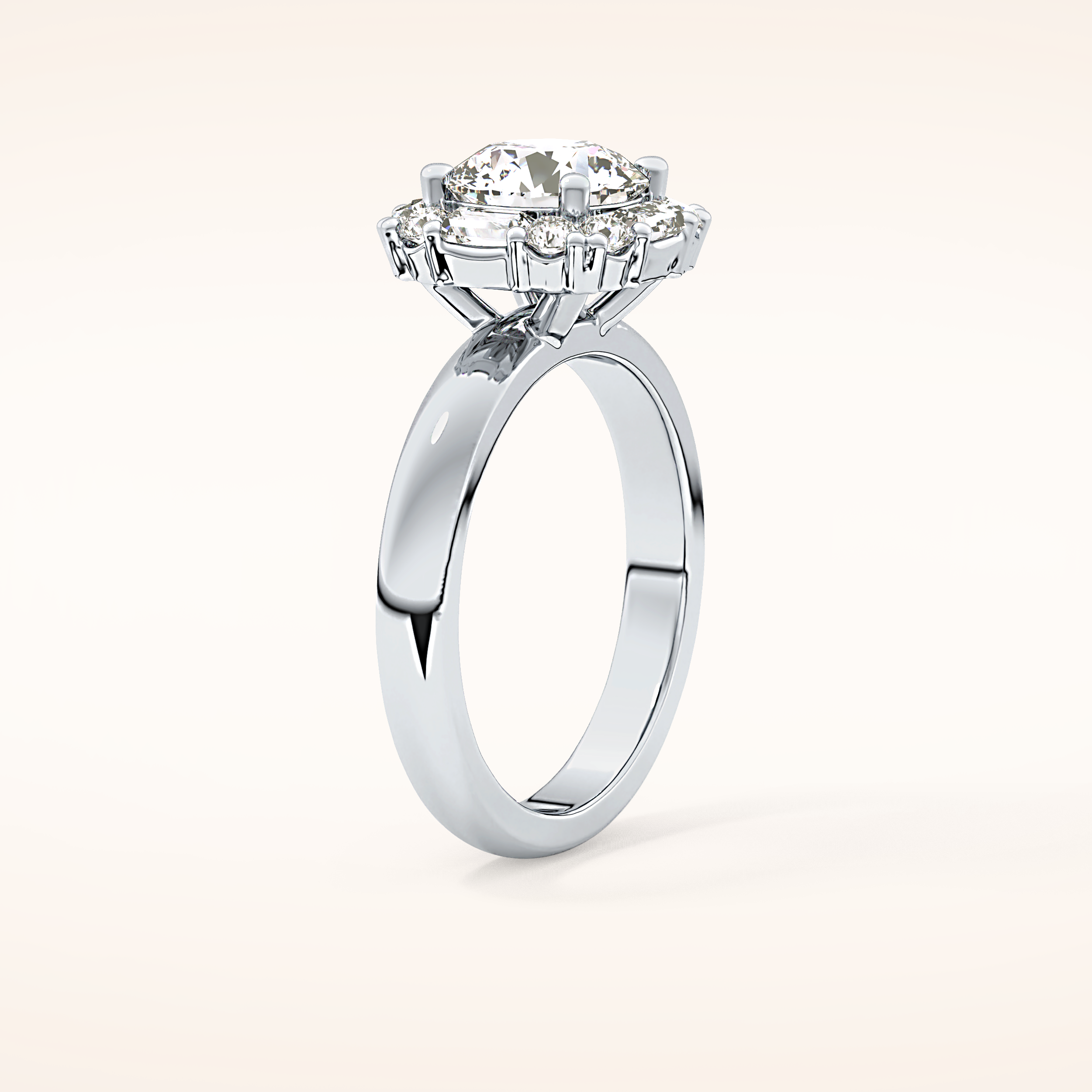 1.56 CT Round Shaped Cluster Moissanite Engagement Ring
