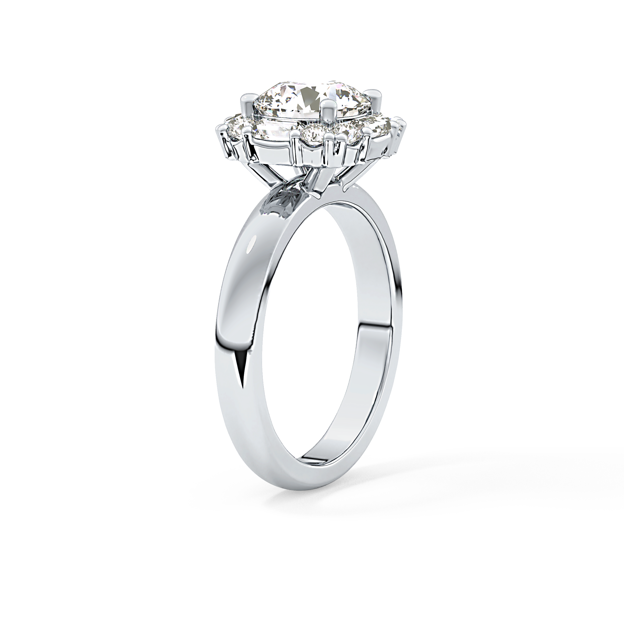 Round Cluster Lab Grown Diamond Engagement Ring