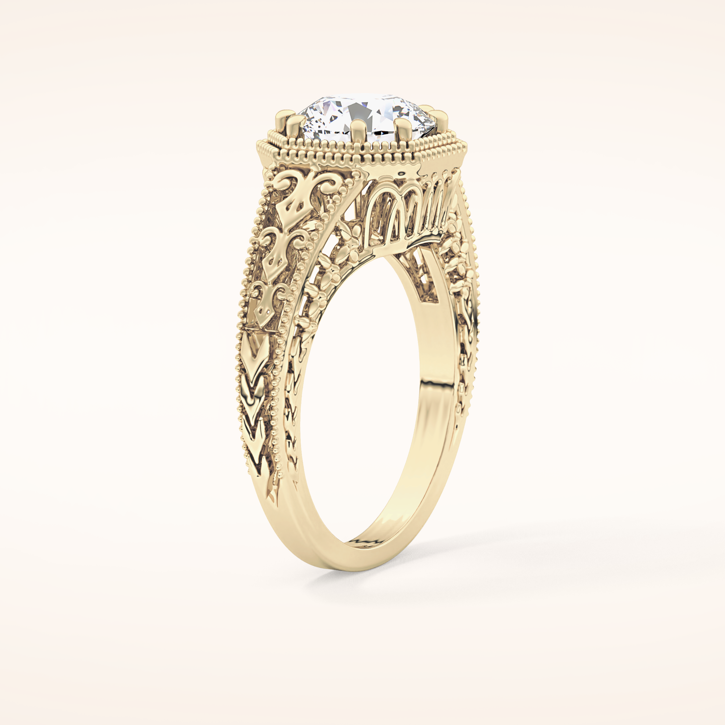 1.92 CT Round Shaped Solitaire Moissanite Engagement Ring