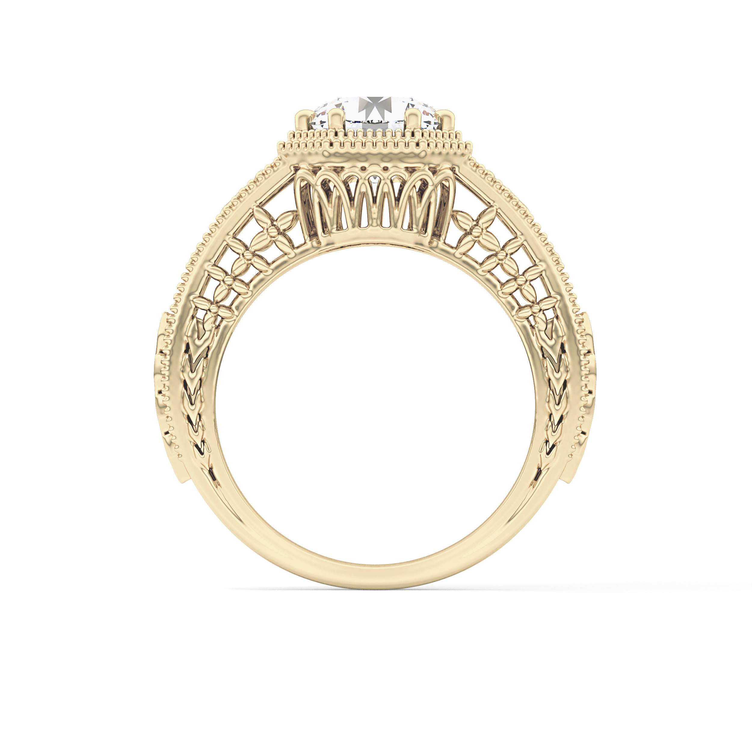 Princess Vintage Art Deco Lab Grown Diamond Engagement Ring
