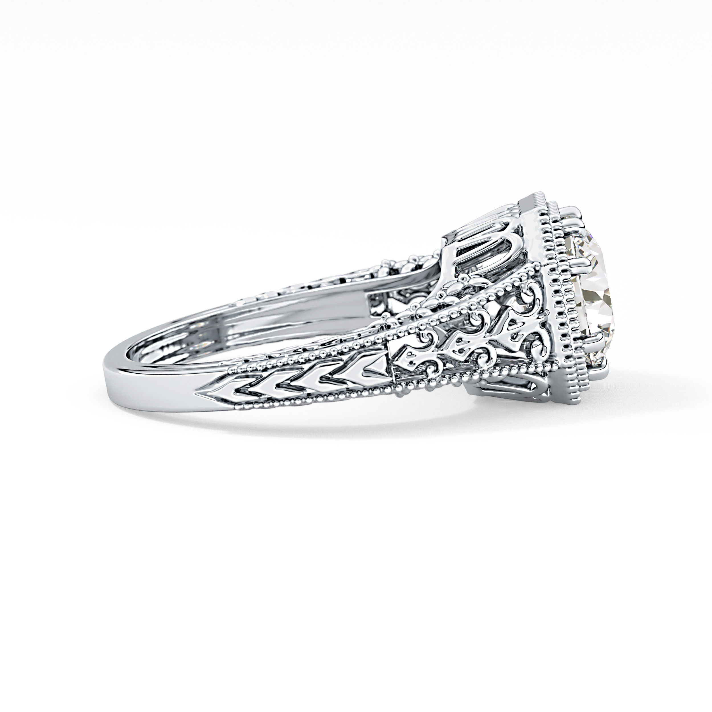 Princess Vintage Art Deco Lab Grown Diamond Engagement Ring