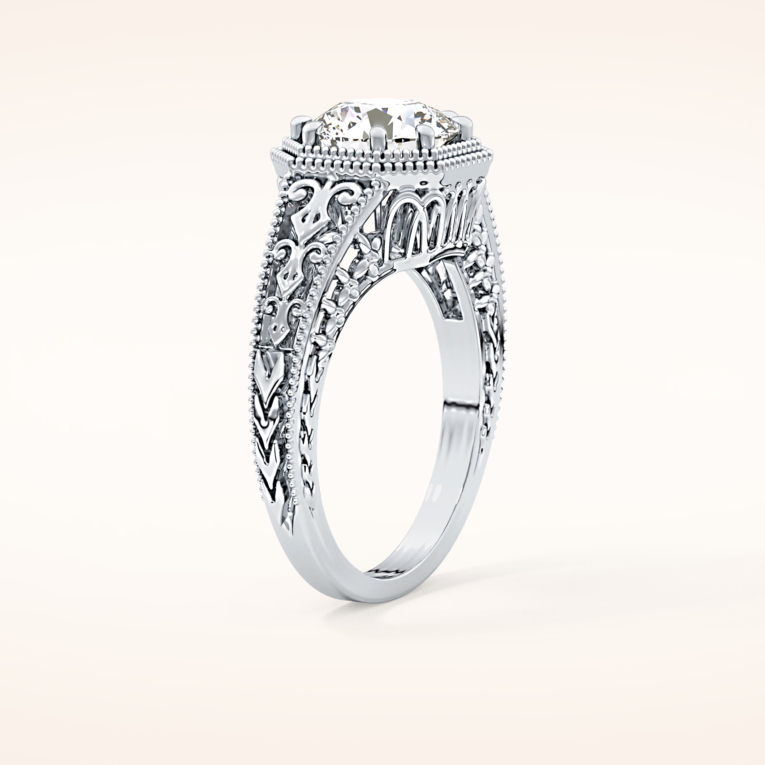 1.92 CT Round Shaped Solitaire Moissanite Engagement Ring