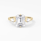 Emerald Three Stone Lab Grown Diamond Engagement Ring