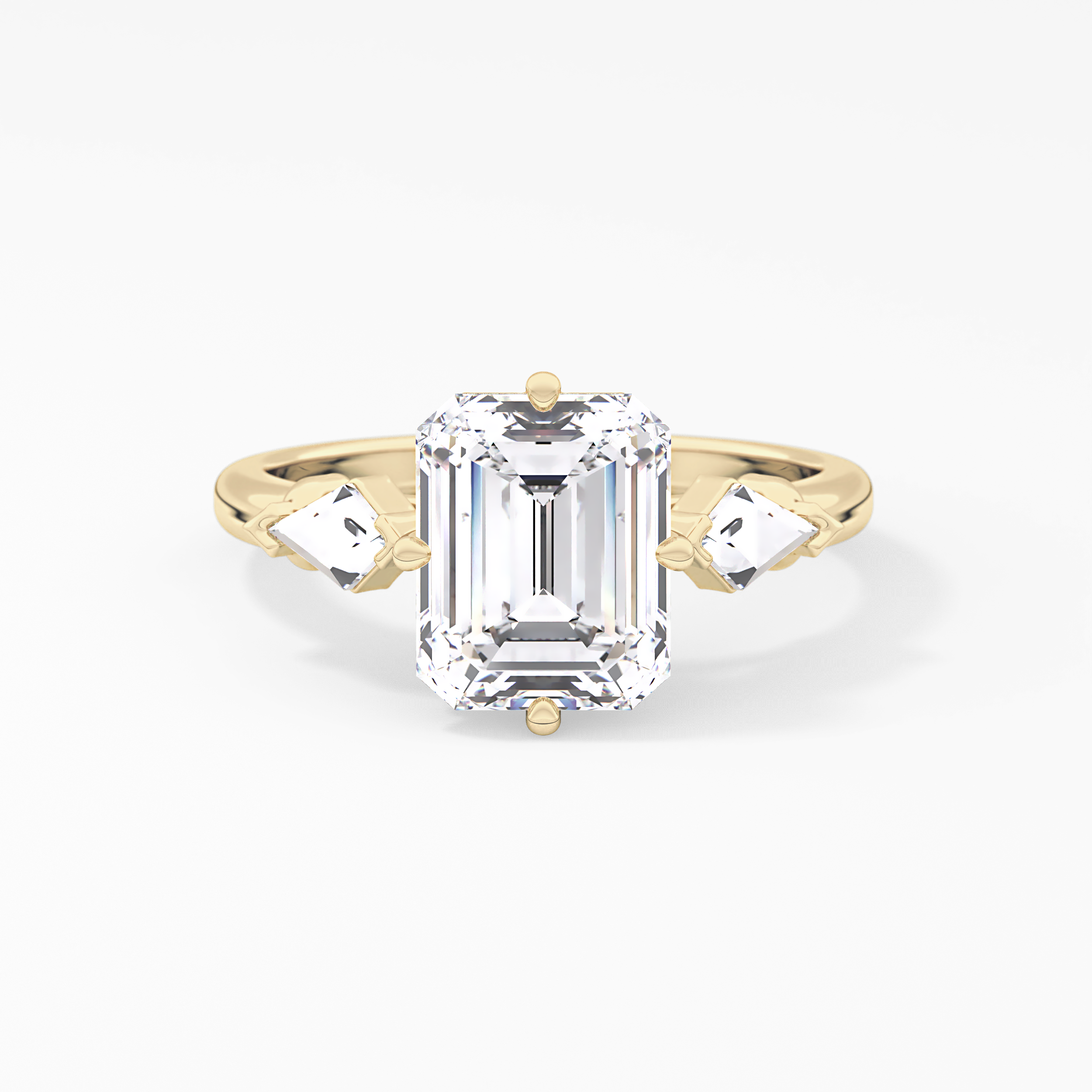 Emerald Three Stone Lab Grown Diamond Engagement Ring