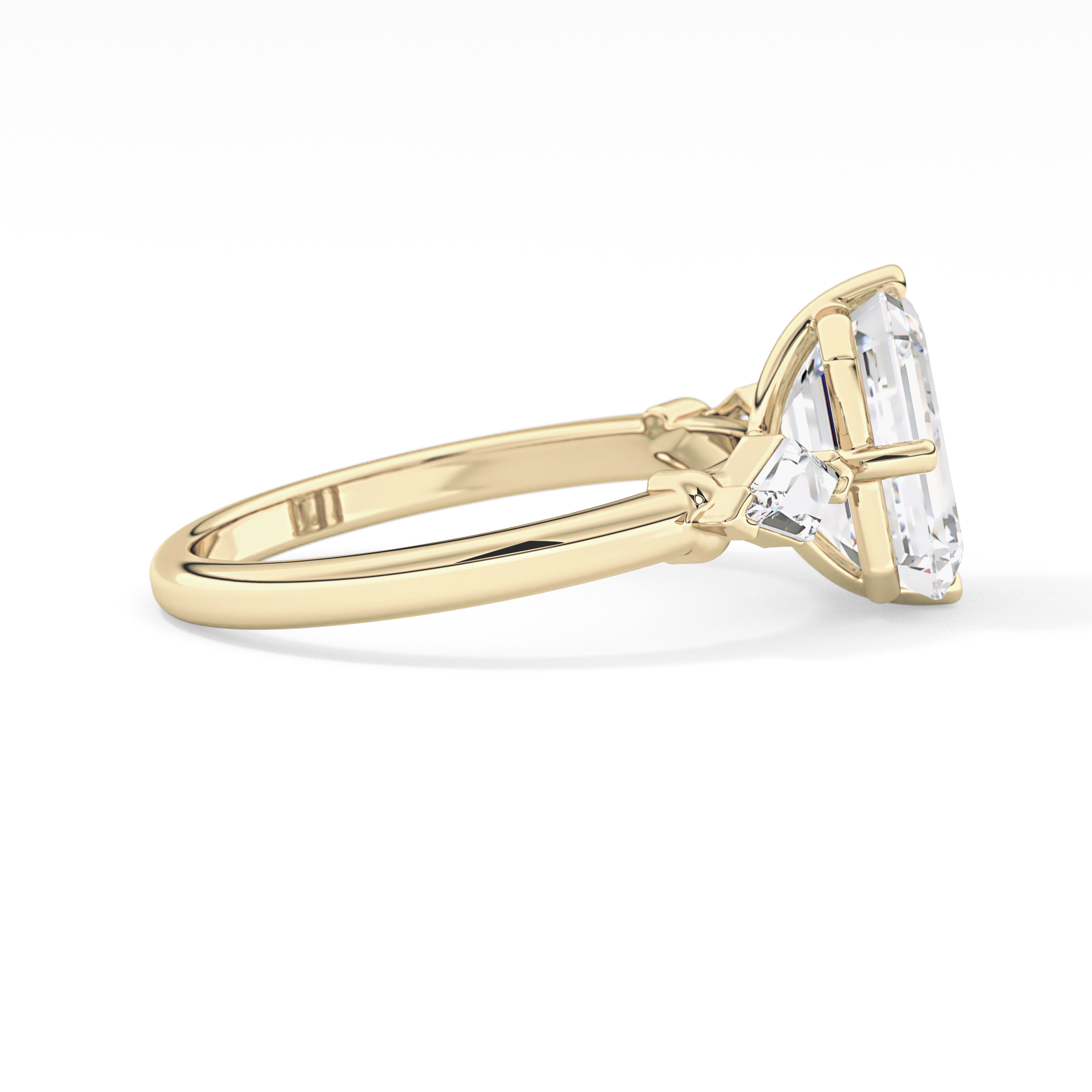 Emerald Three Stone Lab Grown Diamond Engagement Ring