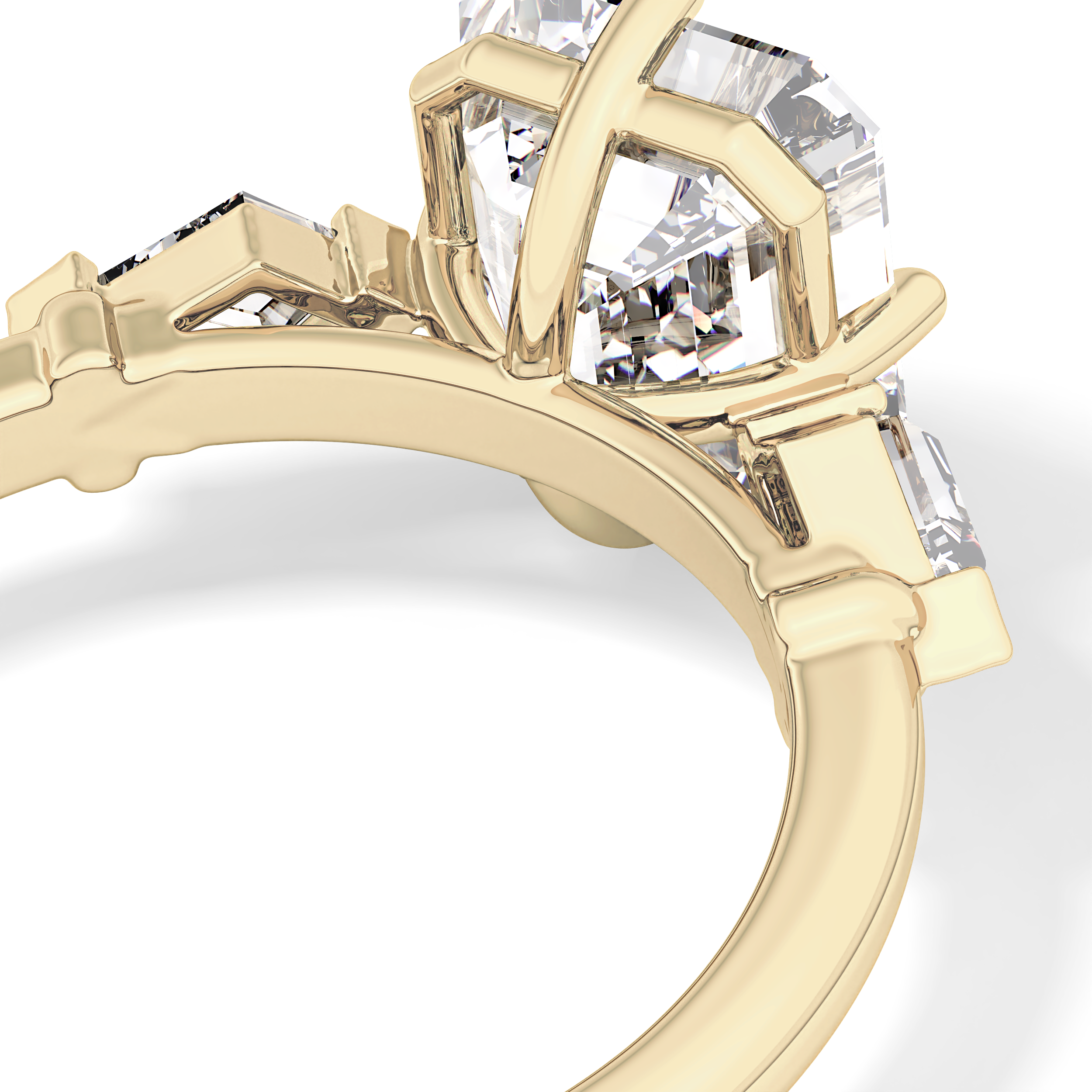 Emerald Three Stone Lab Grown Diamond Engagement Ring
