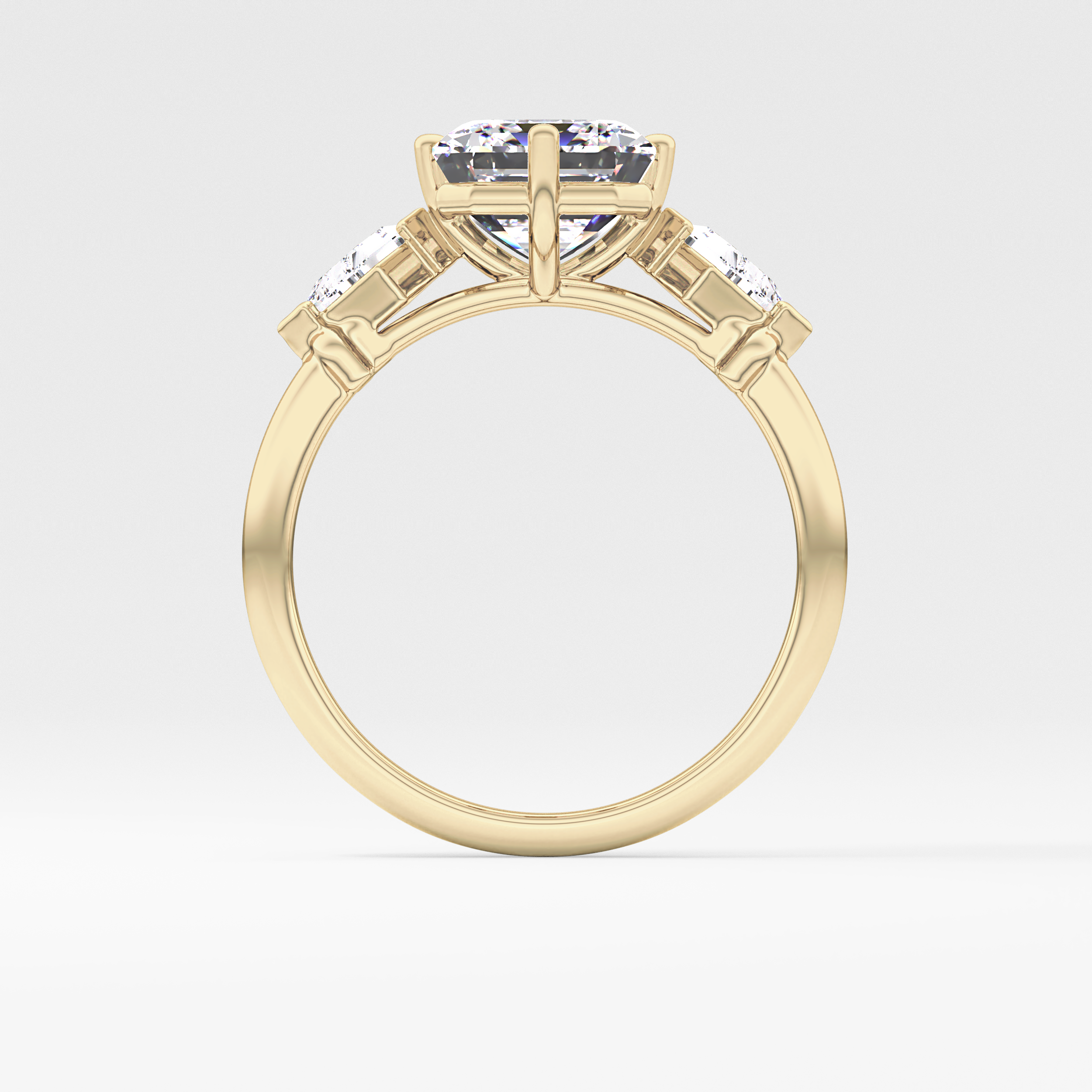 Emerald Three Stone Lab Grown Diamond Engagement Ring