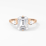 Emerald Three Stone Lab Grown Diamond Engagement Ring
