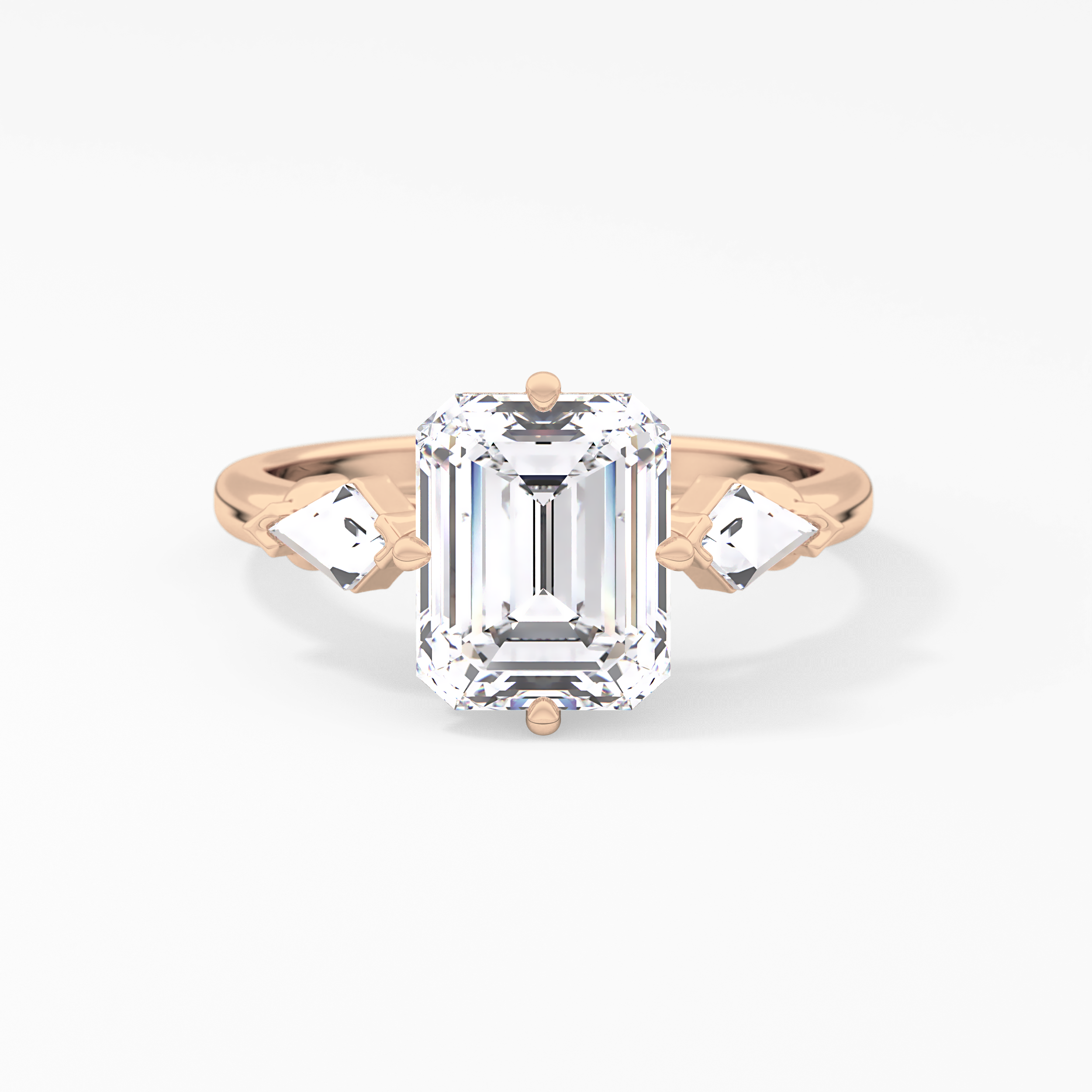 Emerald Three Stone Lab Grown Diamond Engagement Ring
