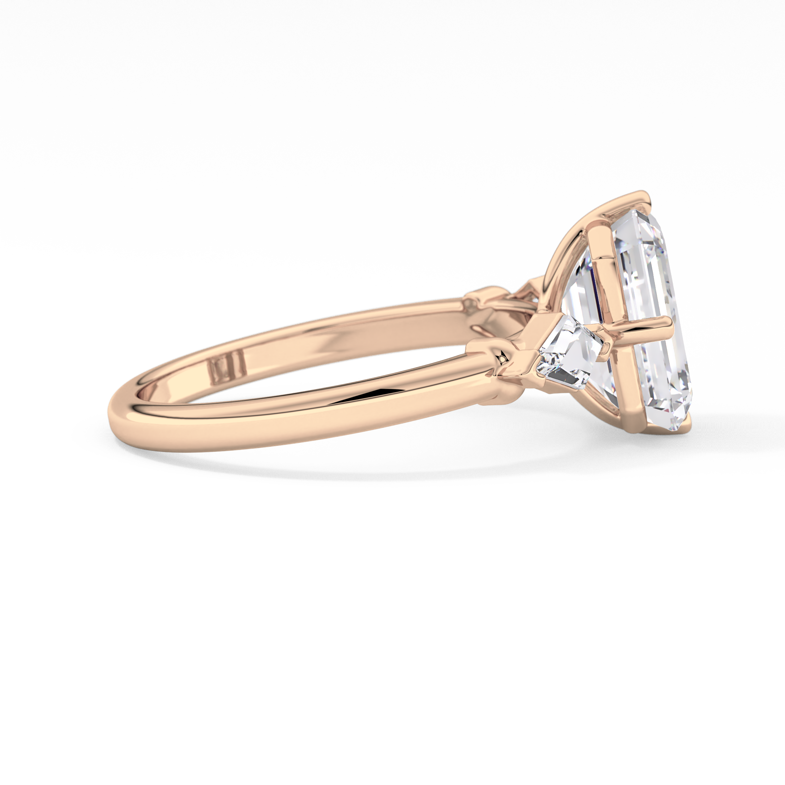 Emerald Three Stone Lab Grown Diamond Engagement Ring