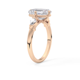 Emerald Three Stone Lab Grown Diamond Engagement Ring