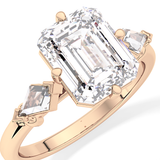 Emerald Three Stone Lab Grown Diamond Engagement Ring
