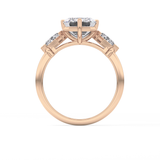 Emerald Three Stone Lab Grown Diamond Engagement Ring
