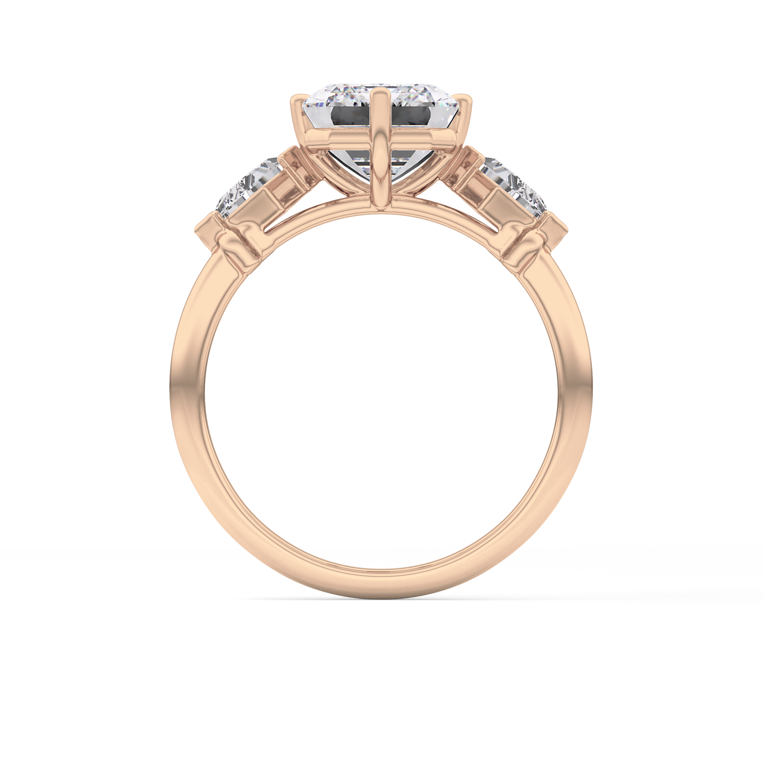 Emerald Three Stone Lab Grown Diamond Engagement Ring