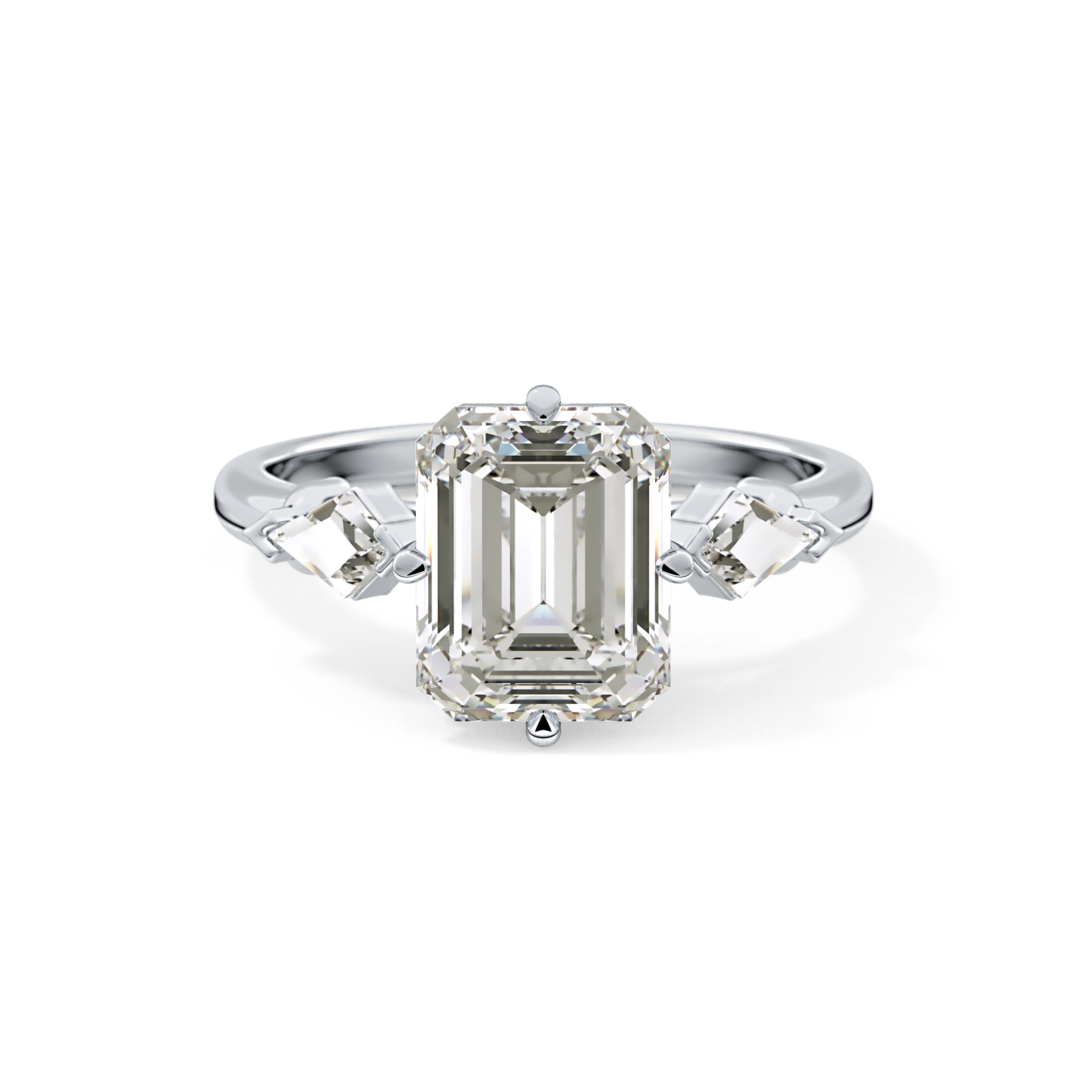 Emerald Three Stone Lab Grown Diamond Engagement Ring