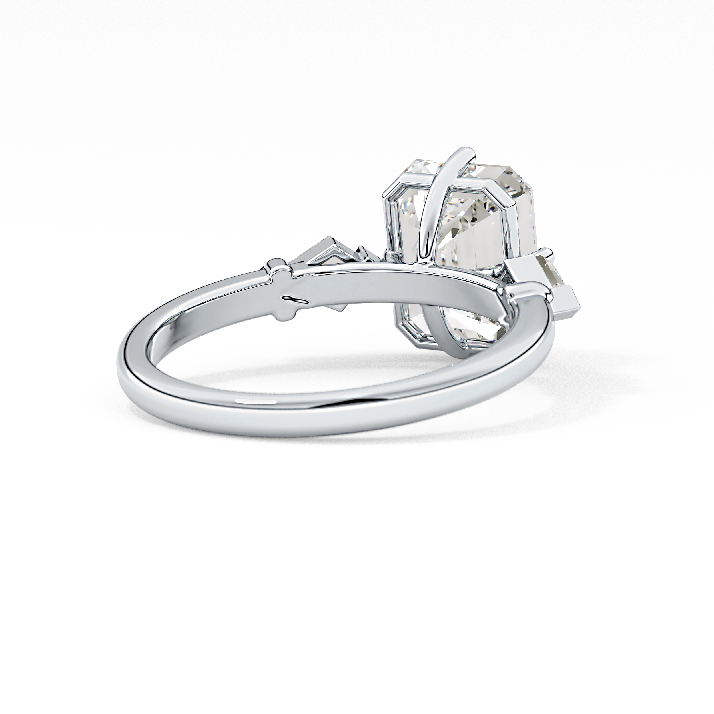 Emerald Three Stone Lab Grown Diamond Engagement Ring