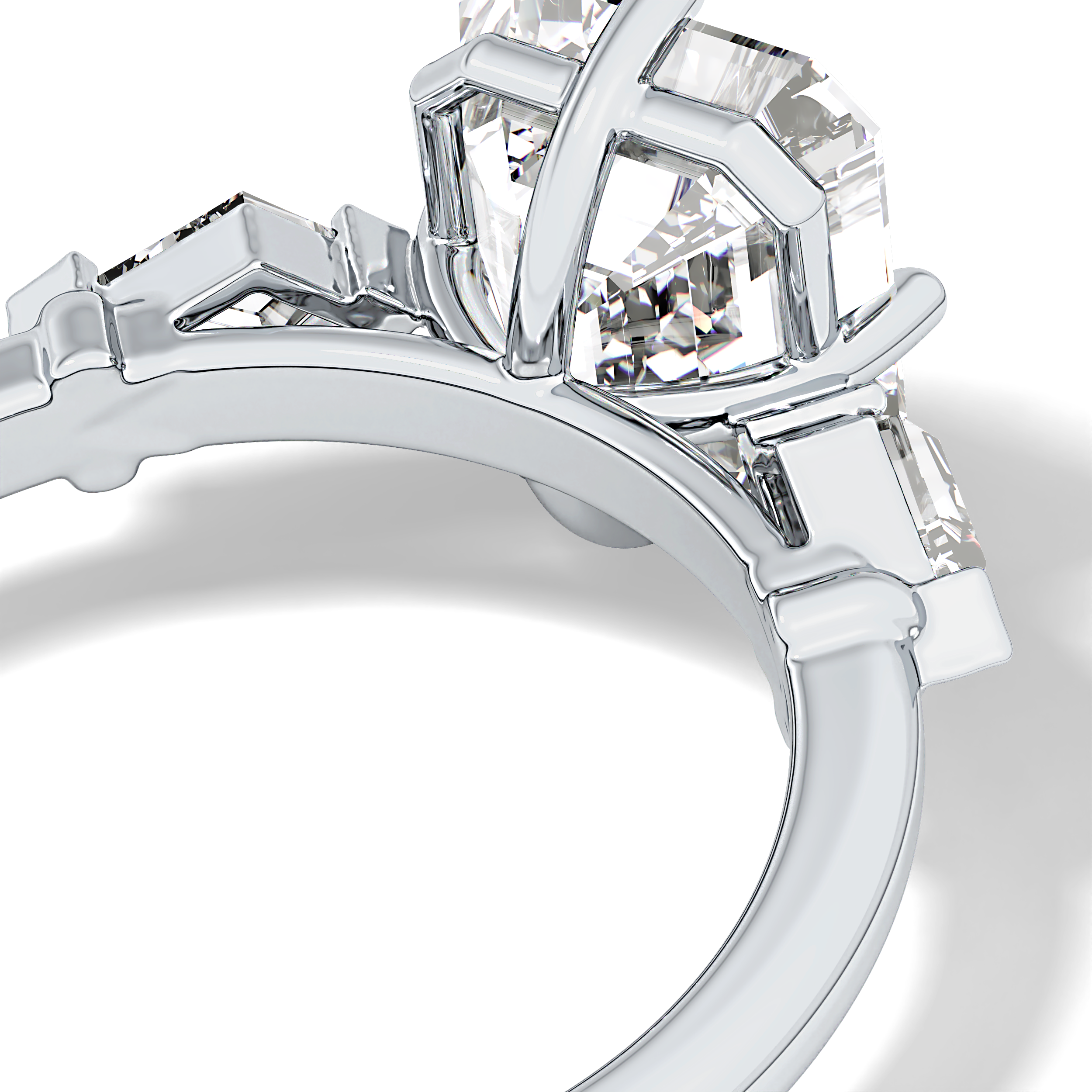 Emerald Three Stone Lab Grown Diamond Engagement Ring
