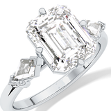 Emerald Three Stone Lab Grown Diamond Engagement Ring