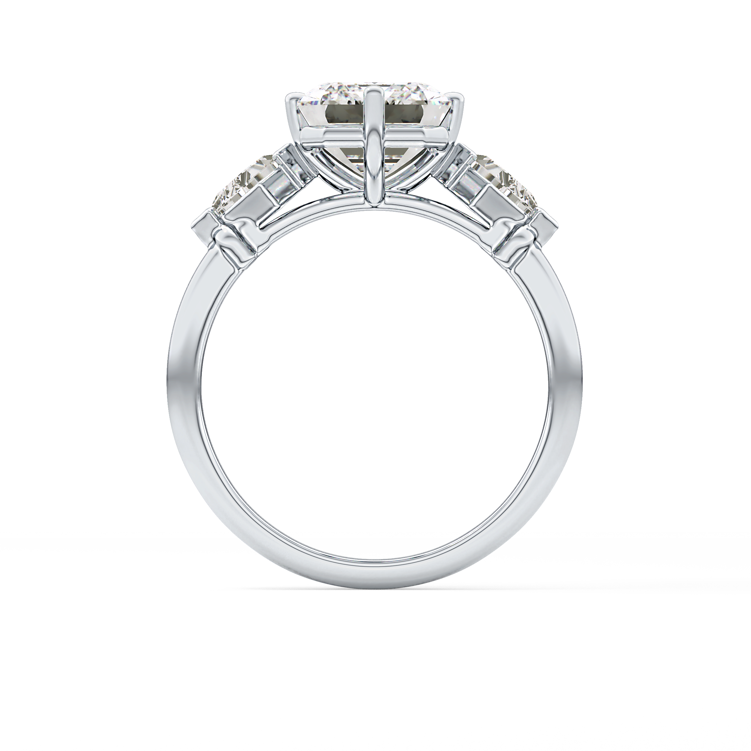 Emerald Three Stone Lab Grown Diamond Engagement Ring