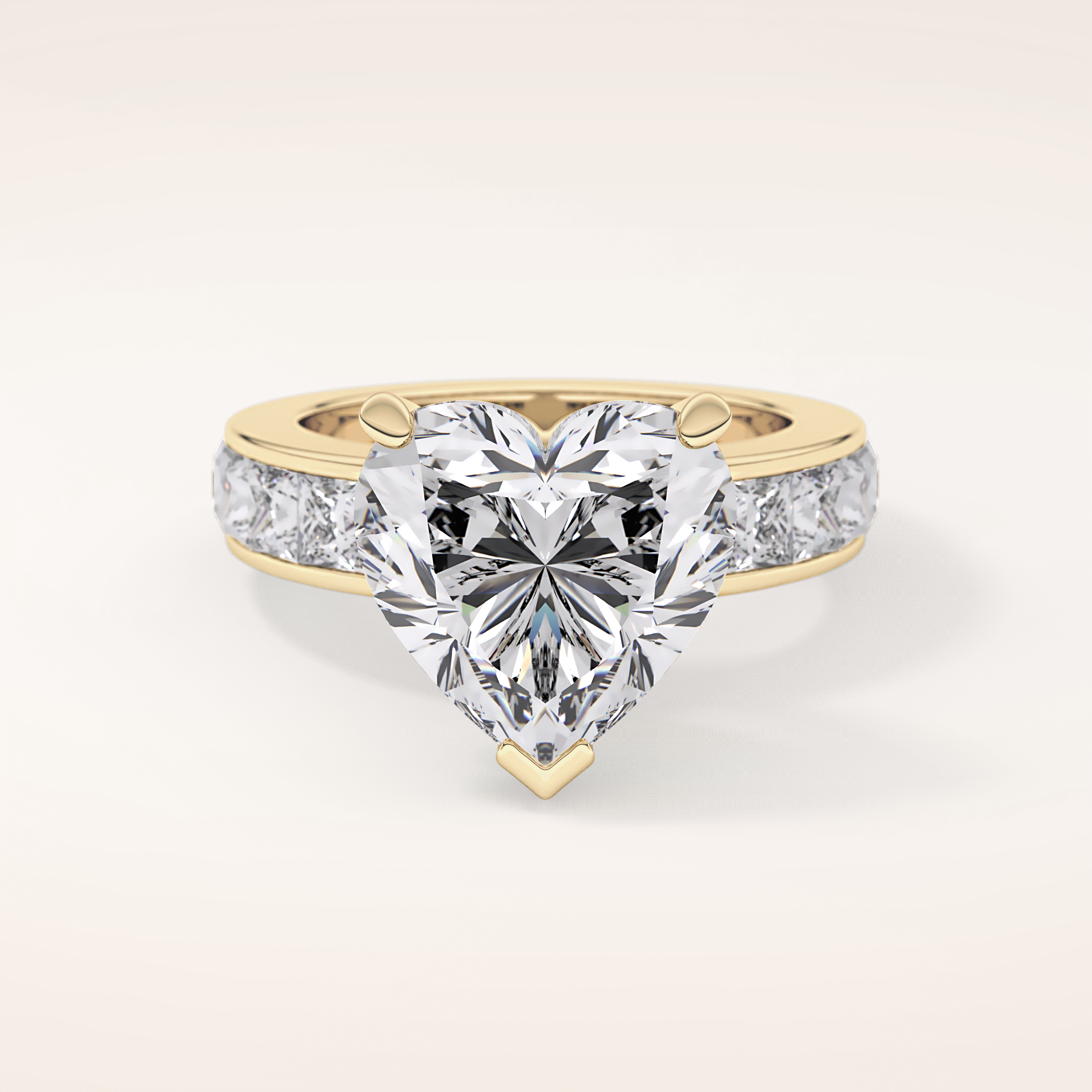 6.63 CT Heart Shaped Pave Moissanite Engagement Ring