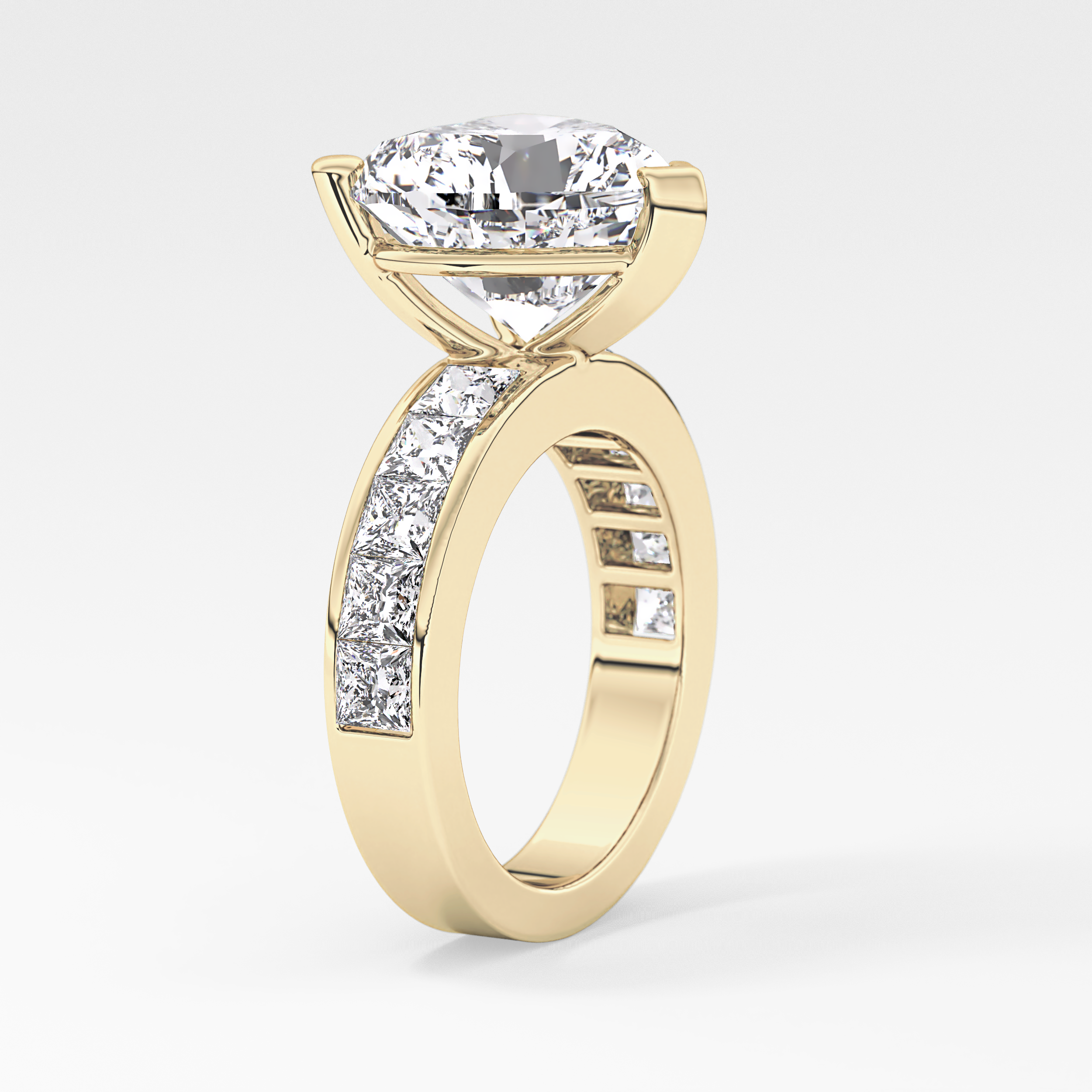Heart Channel Pave Lab Grown Diamond Engagement Ring