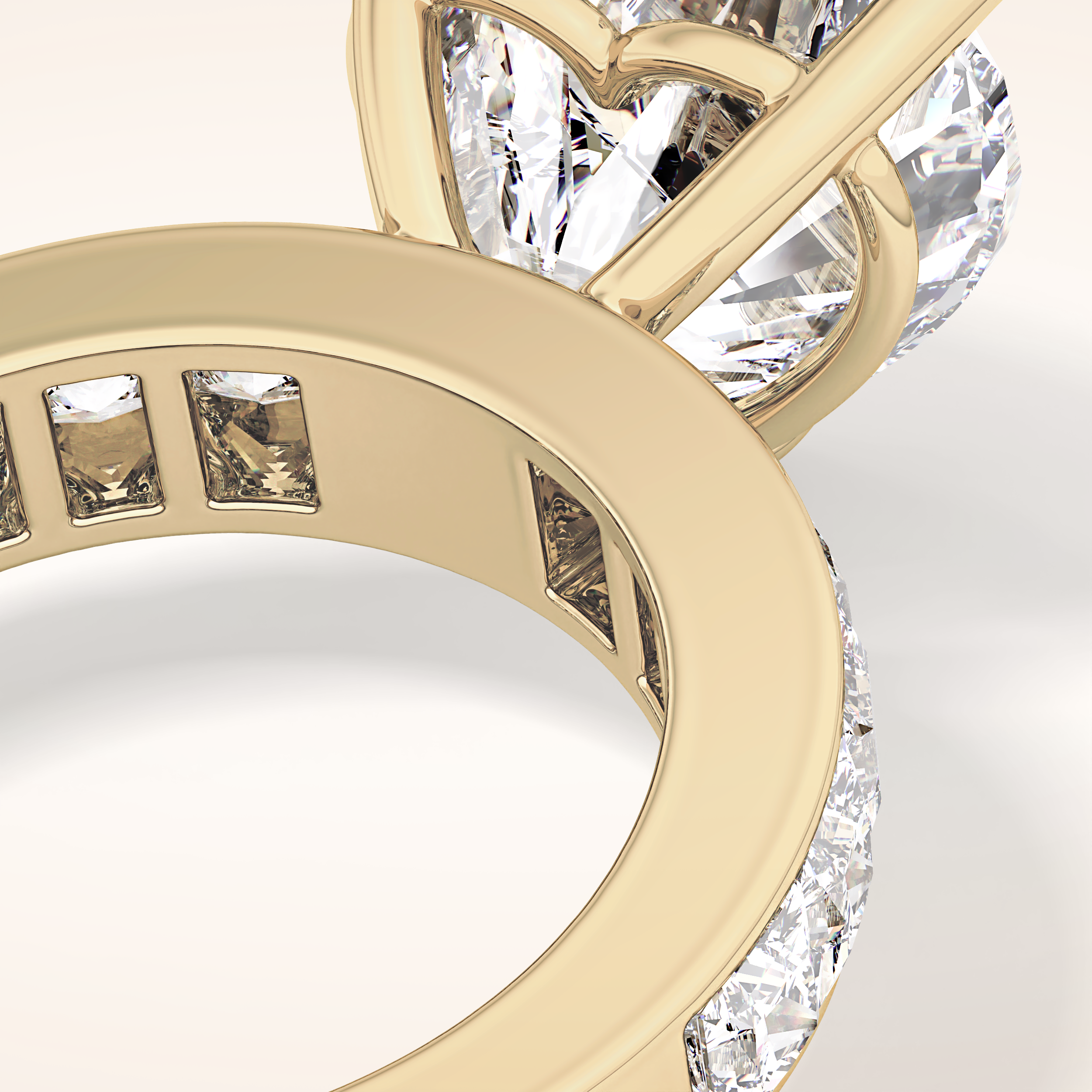 6.63 CT Heart Shaped Pave Moissanite Engagement Ring