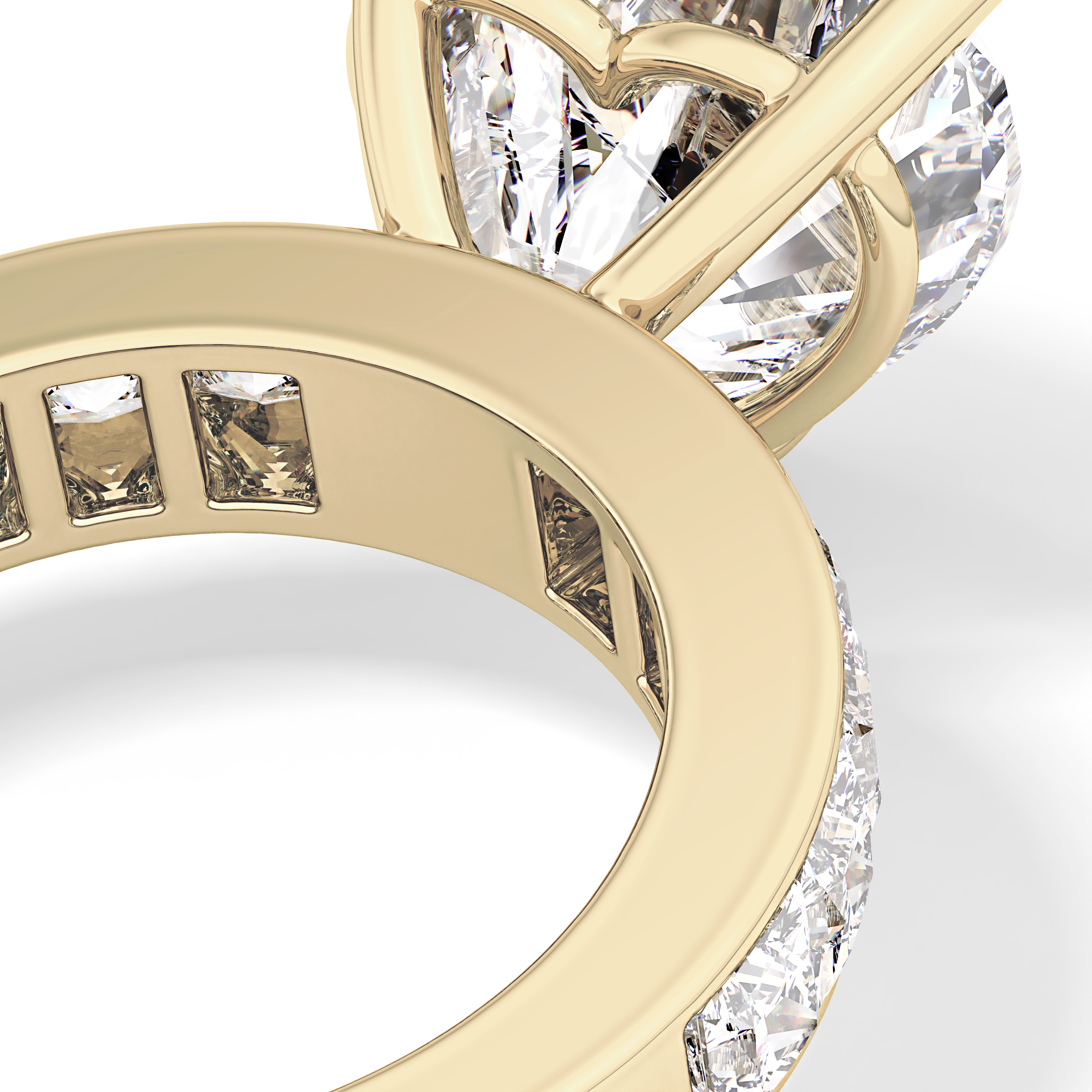 Heart Channel Pave Lab Grown Diamond Engagement Ring