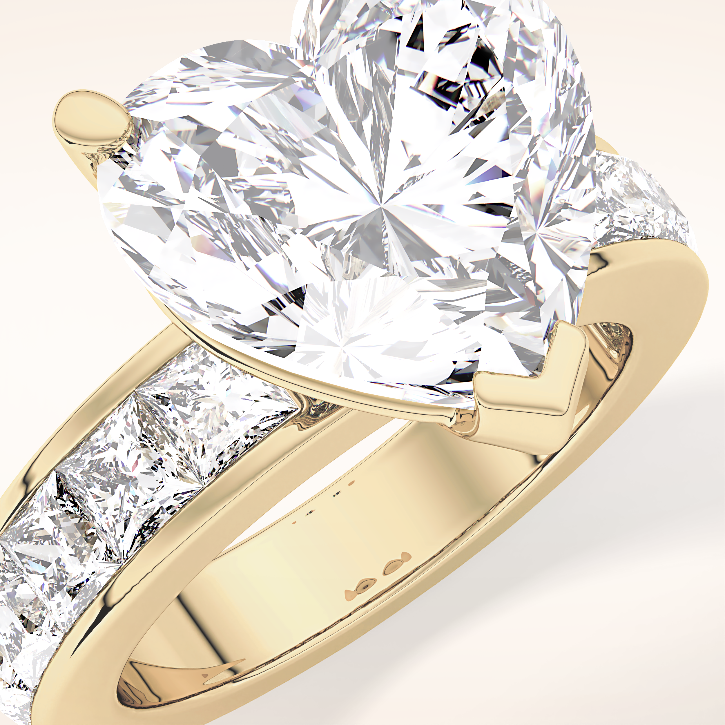 6.63 CT Heart Shaped Pave Moissanite Engagement Ring